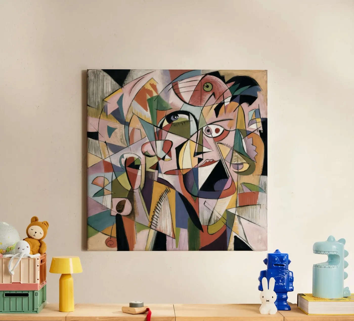 Facce eco cubiste tela da Obisidian Brush