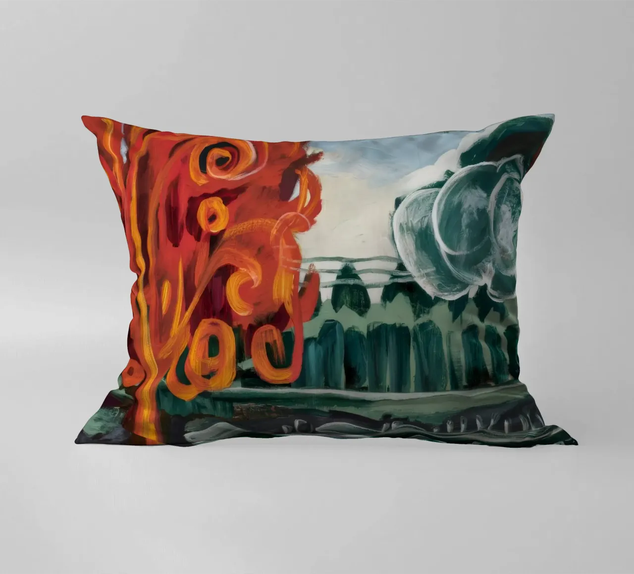 Sun Spiral Grove decorative cushion by Obisidian Brush