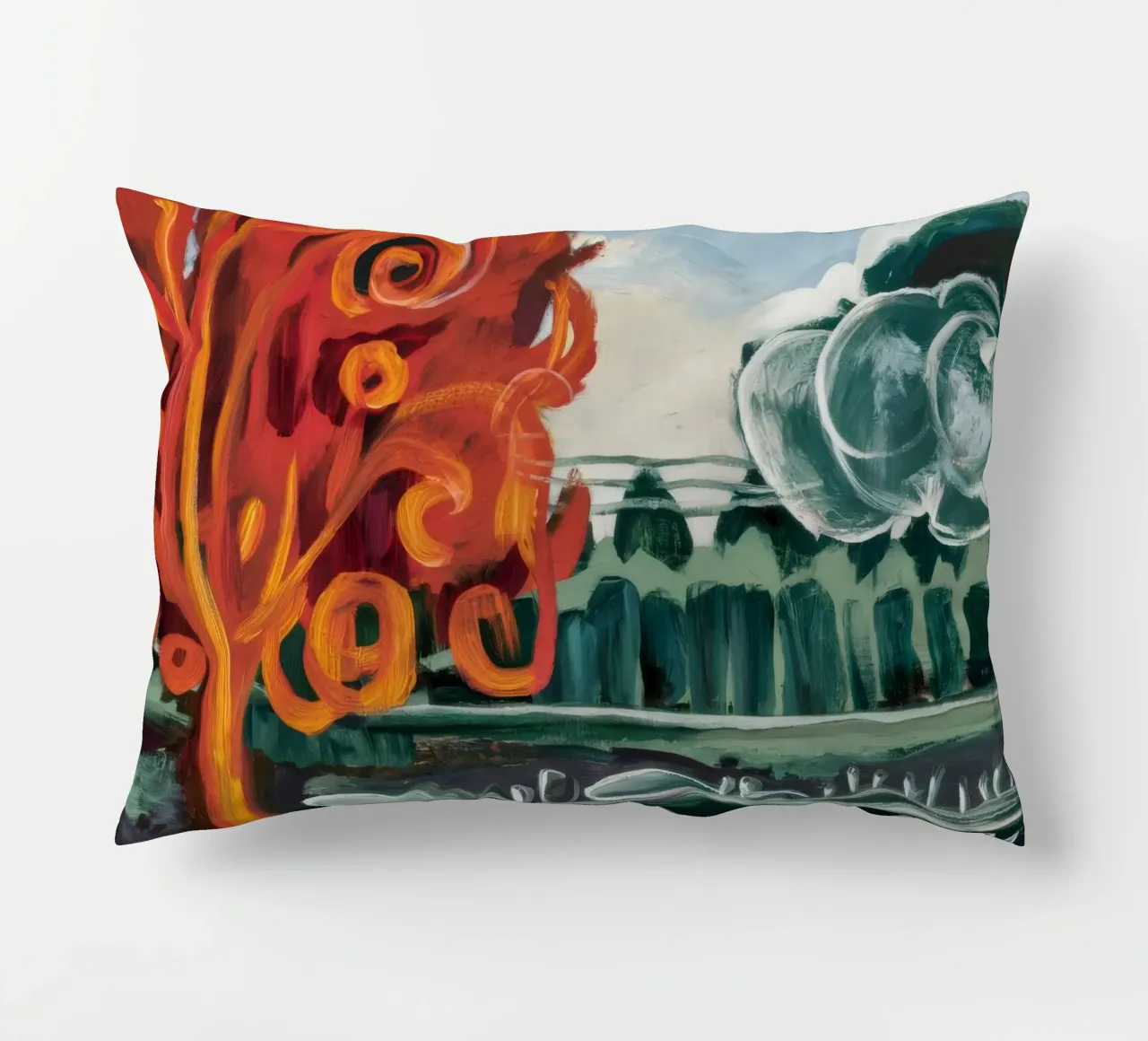 Sun Spiral Grove decorative cushion by Obisidian Brush