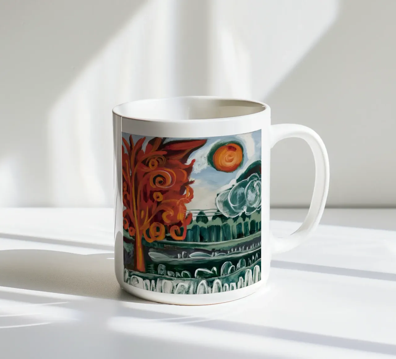 Boschetto a spirale del sole tazza in ceramica da Obisidian Brush