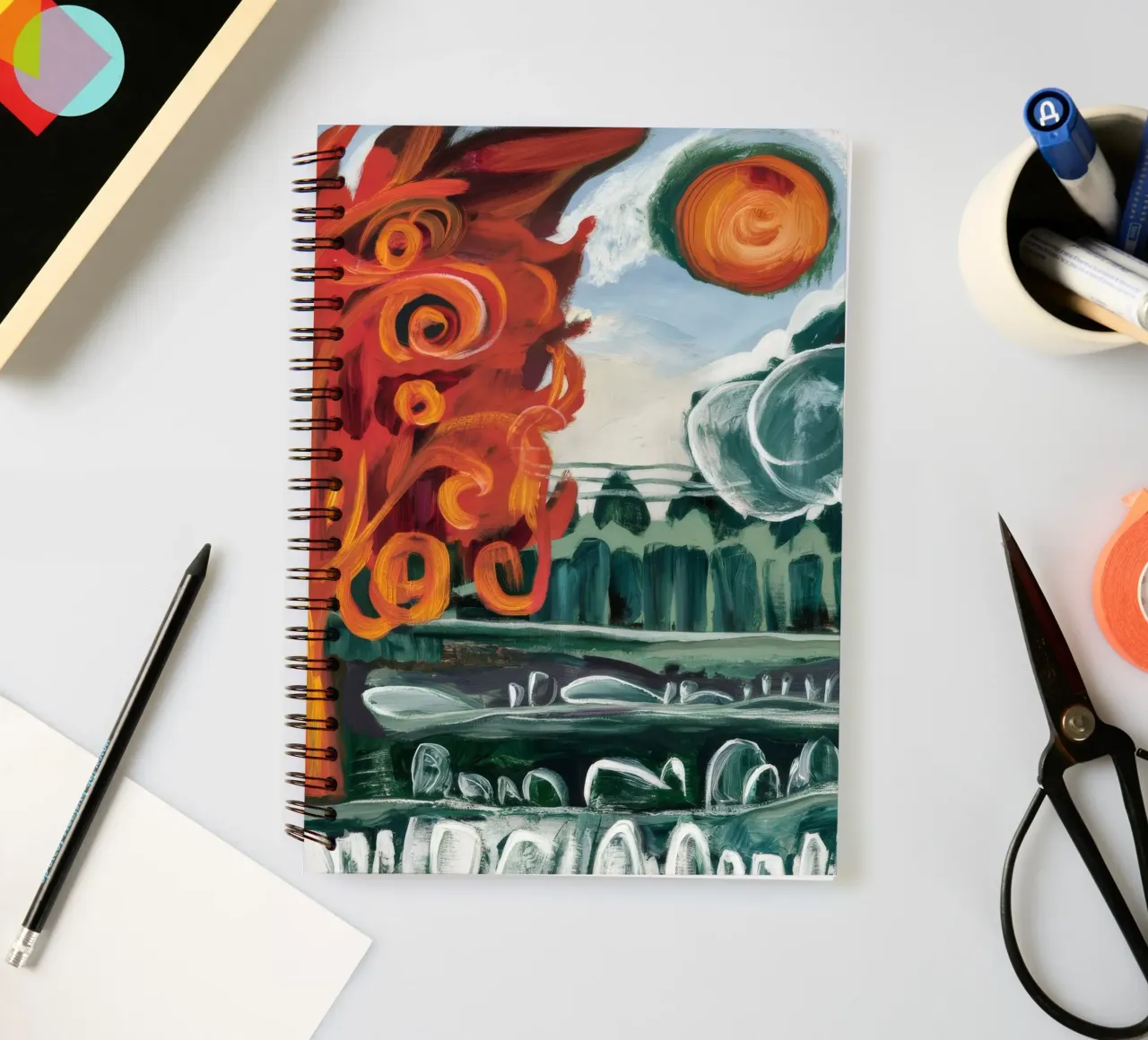 Arboleda Espiral del Sol cuaderno de espiral de Obisidian Brush
