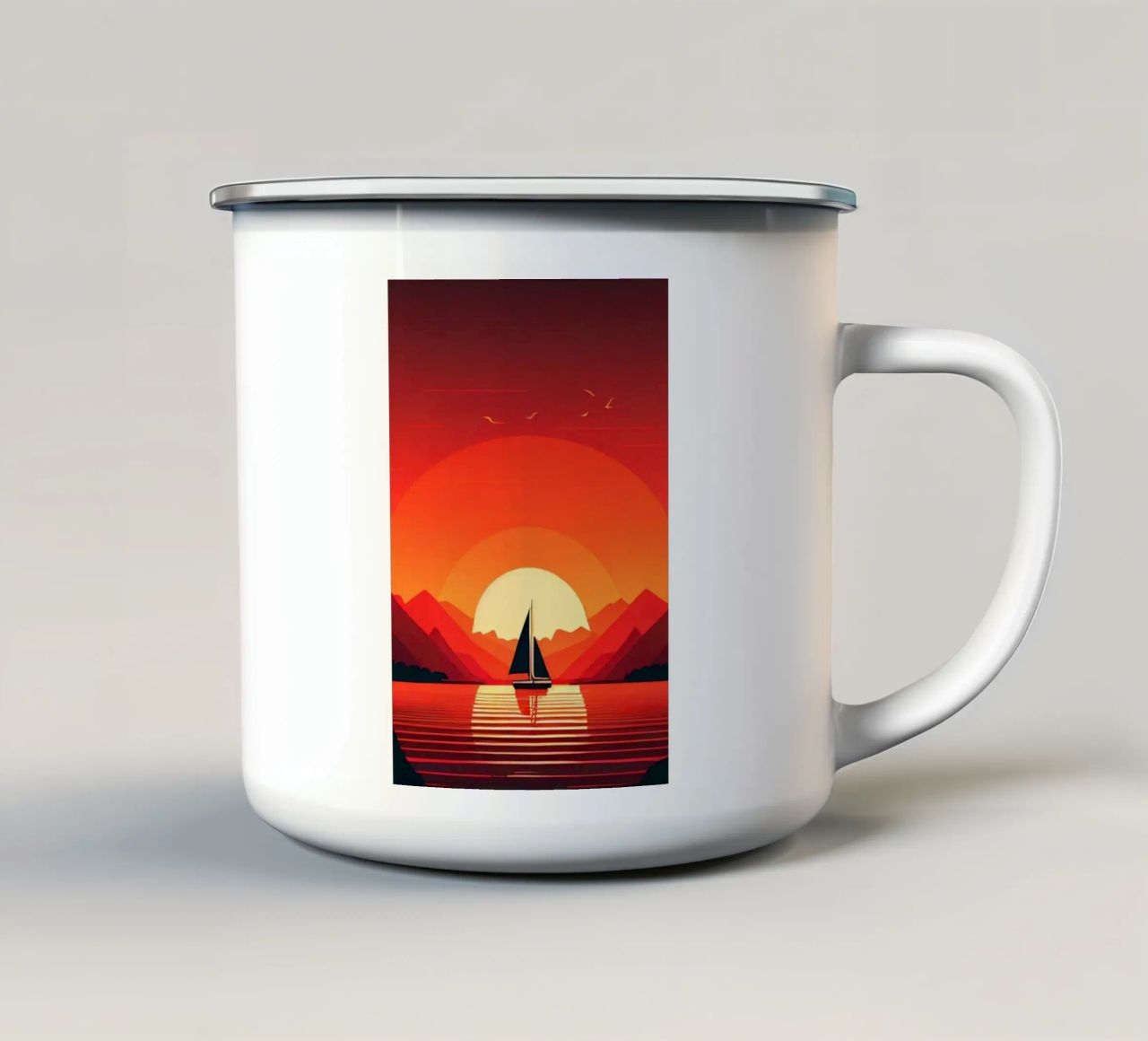 Tramonto in mare tazza in smalto da Maria studio