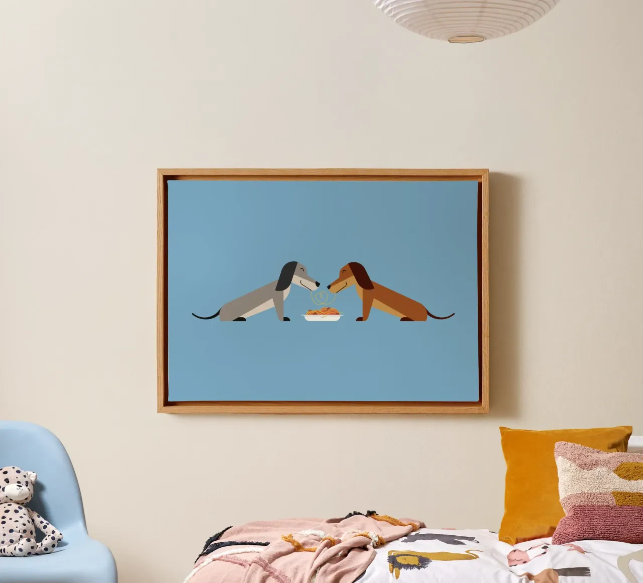 Teckel Pasta Liefhebbers canvas met Baklijst van Carolin Vonhoff