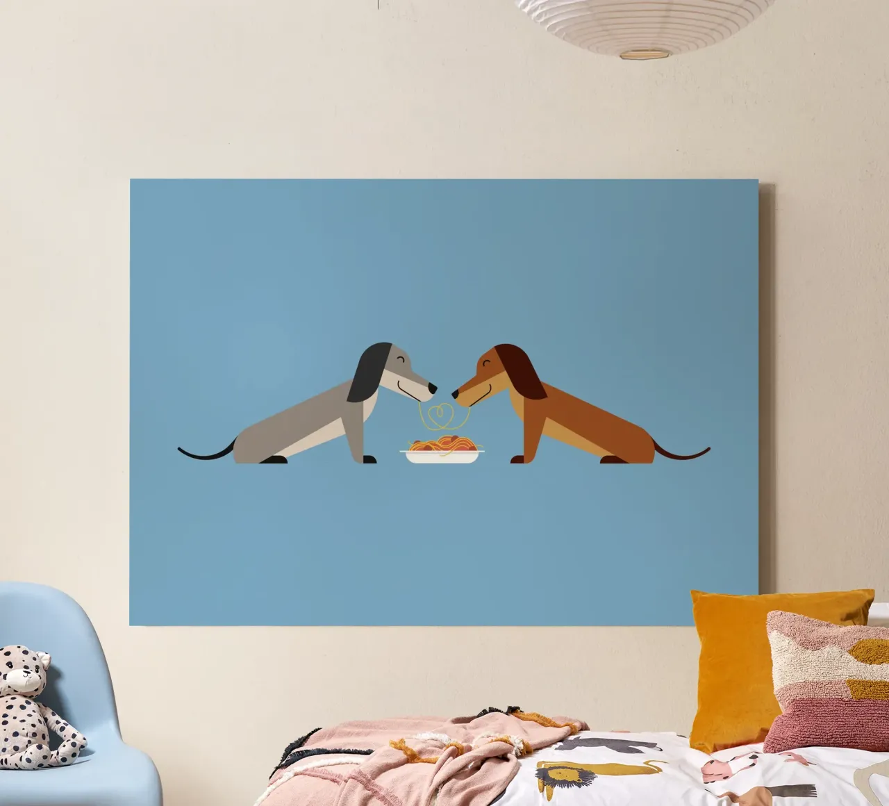 Teckel Pasta Liefhebbers canvas met Baklijst van Carolin Vonhoff