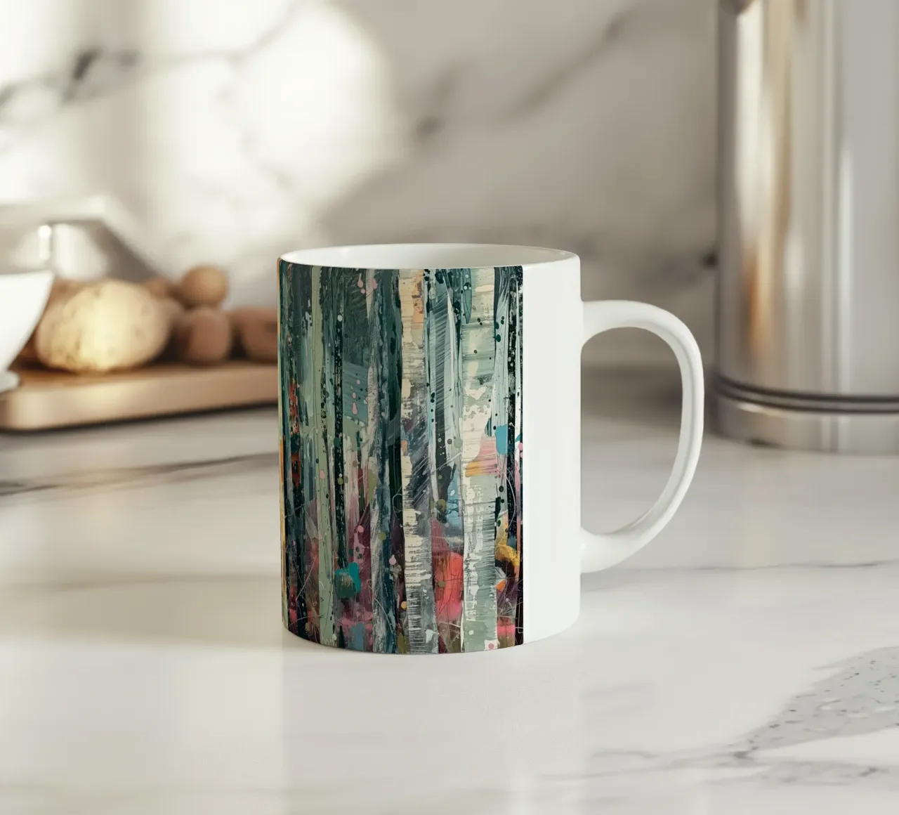 Abstract berkenbos keramische mok van Imagine