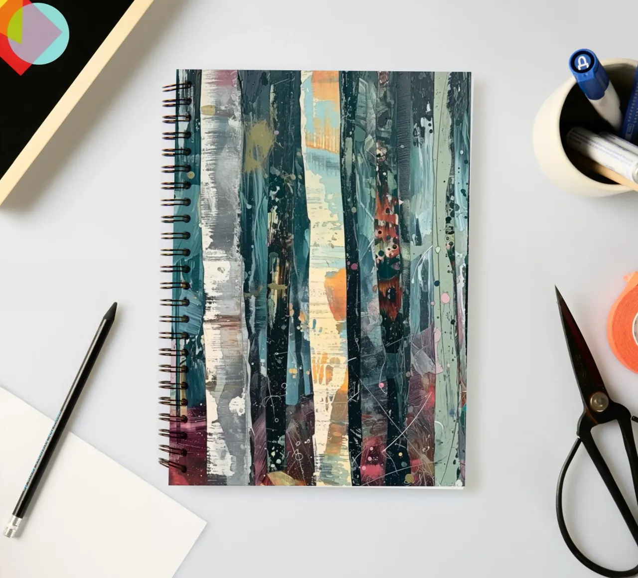 Abstract birch forest spiral notebook by Imagine