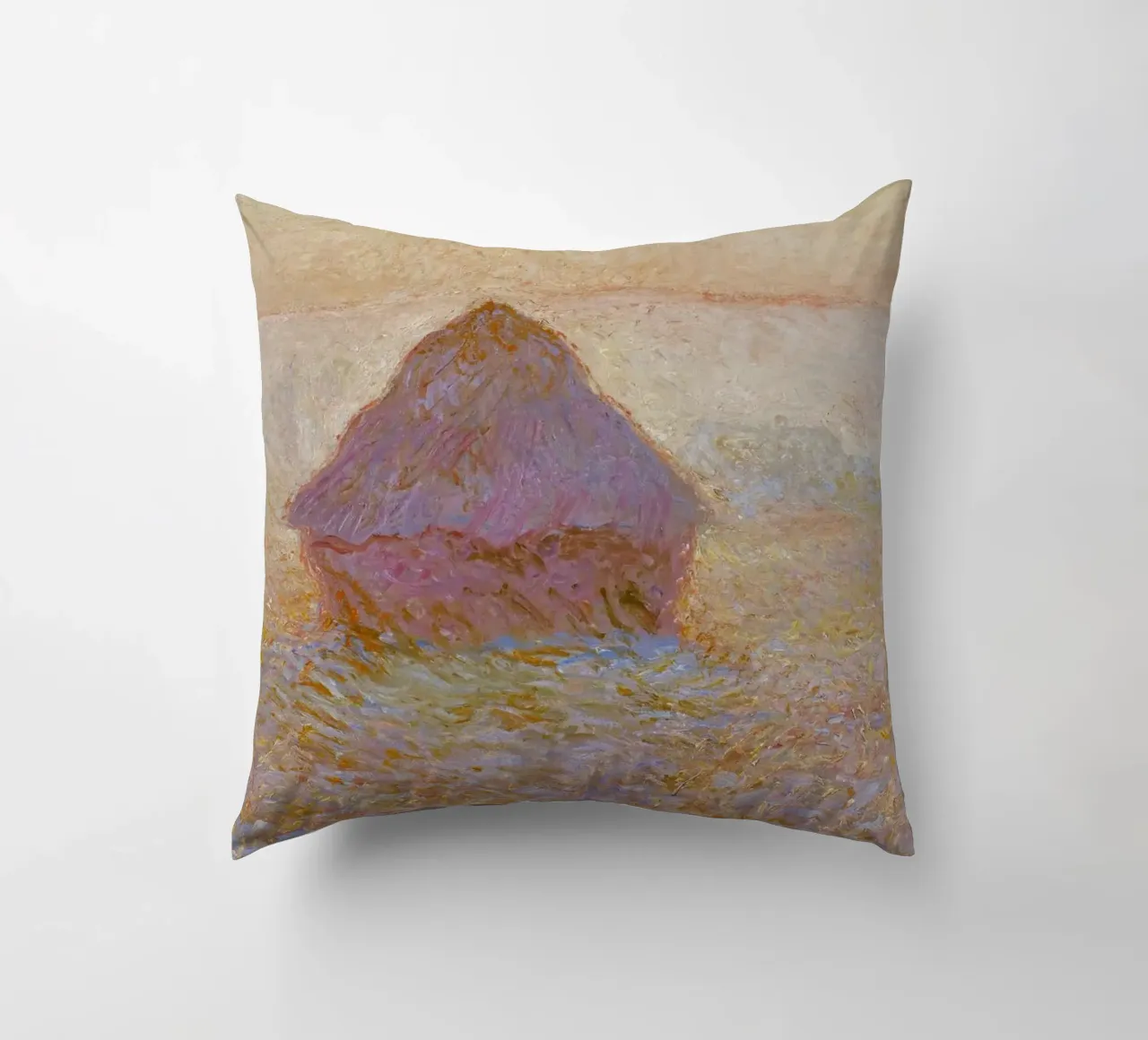 Il mucchio di grano di Claude Monet, Sole nella nebbia (1891) cuscino da Monet Art Prints
