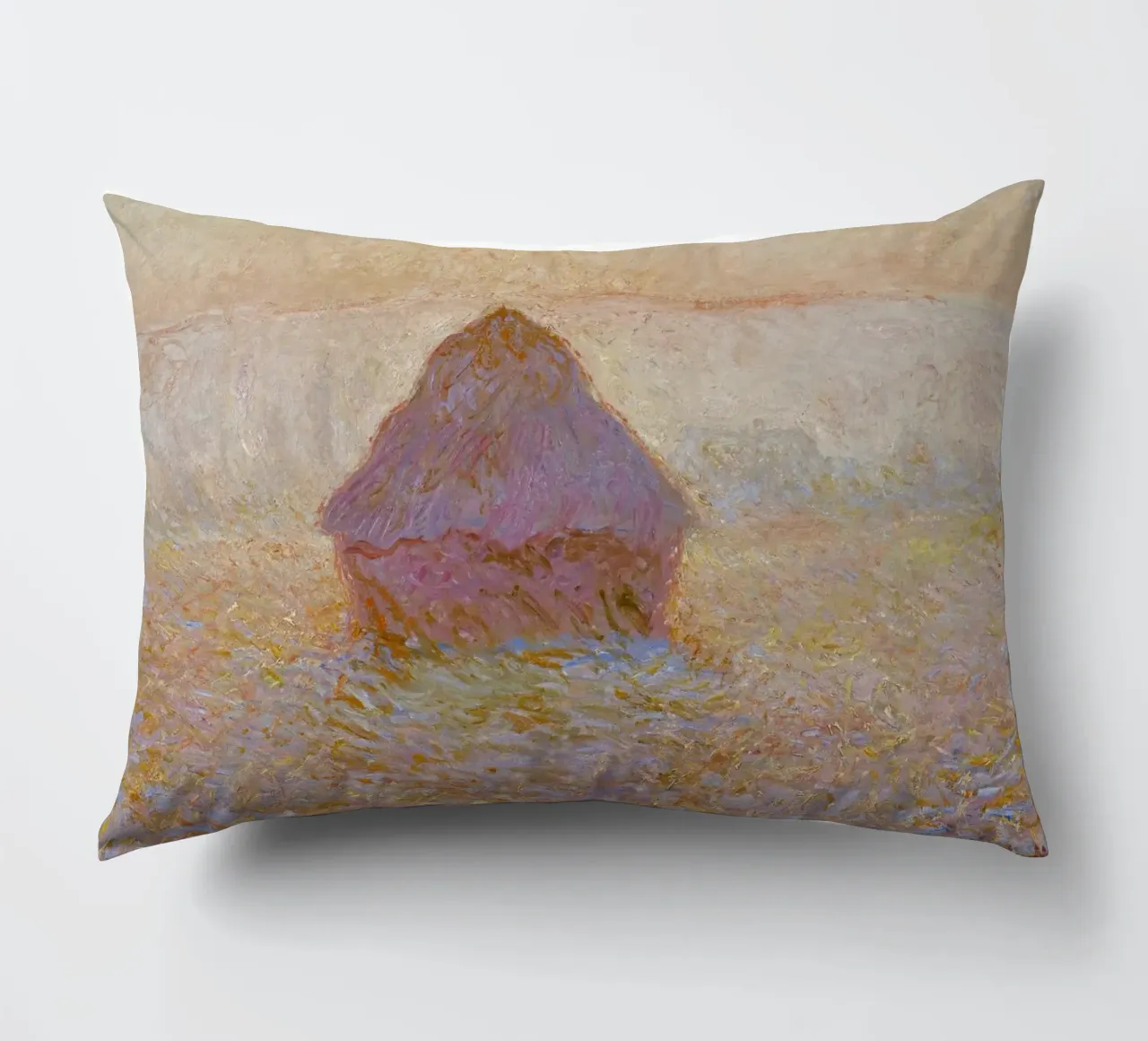 Il mucchio di grano di Claude Monet, Sole nella nebbia (1891) cuscino da Monet Art Prints