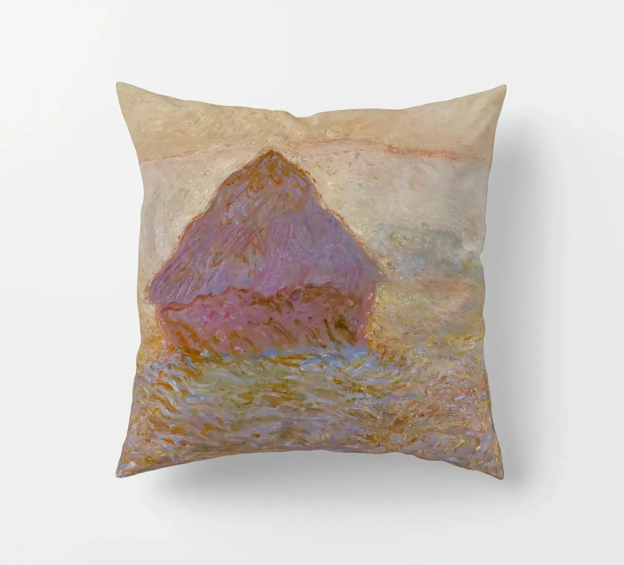 Il mucchio di grano di Claude Monet, Sole nella nebbia (1891) cuscino da Monet Art Prints