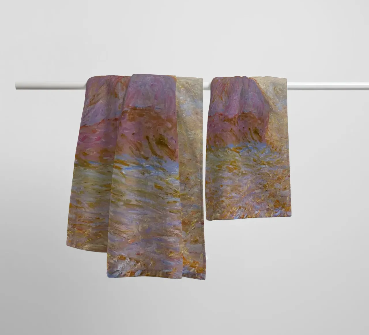 Claude Monet's Grainstack, Sun in the Mist (1891) towel by Monet Art Prints