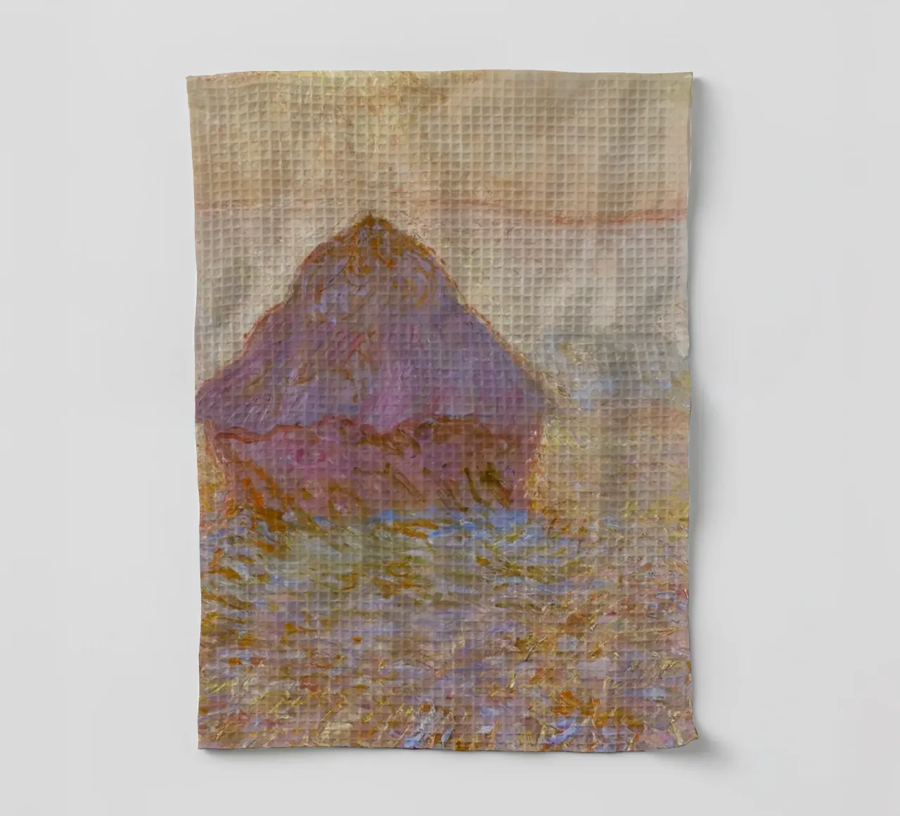 Il mucchio di grano di Claude Monet, Sole nella nebbia (1891) canovaccio da cucina da Monet Art Prints