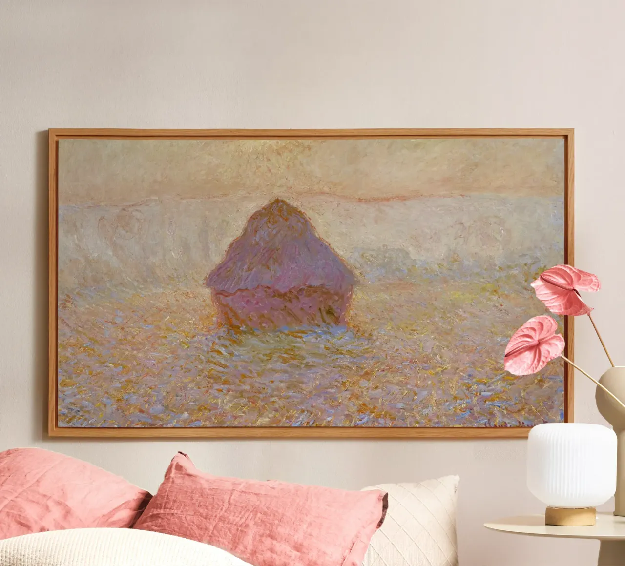 Il mucchio di grano di Claude Monet, Sole nella nebbia (1891) alluminio dibond da Monet Art Prints