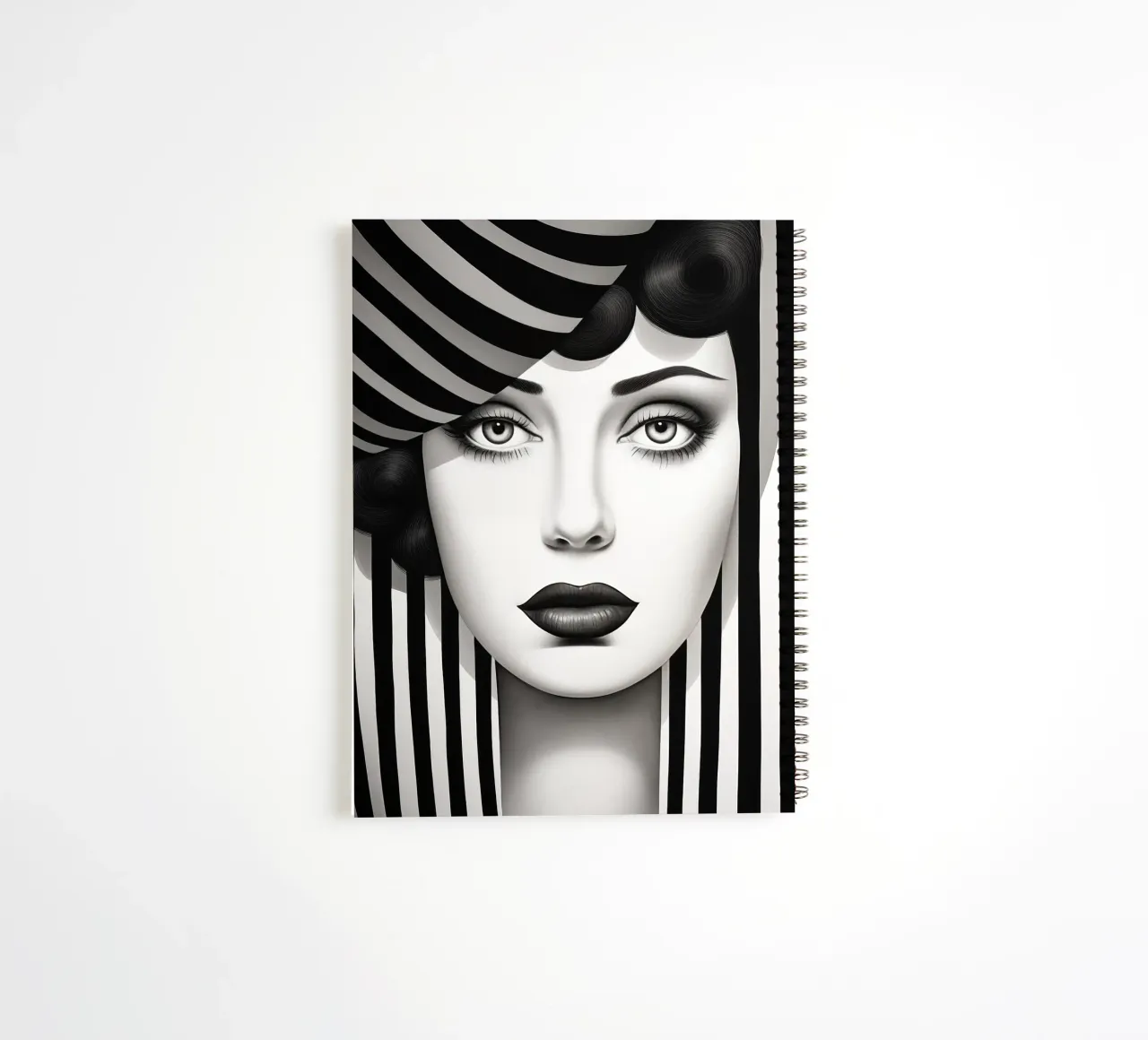 Abstract face in black and white spiral notebook by Imagine