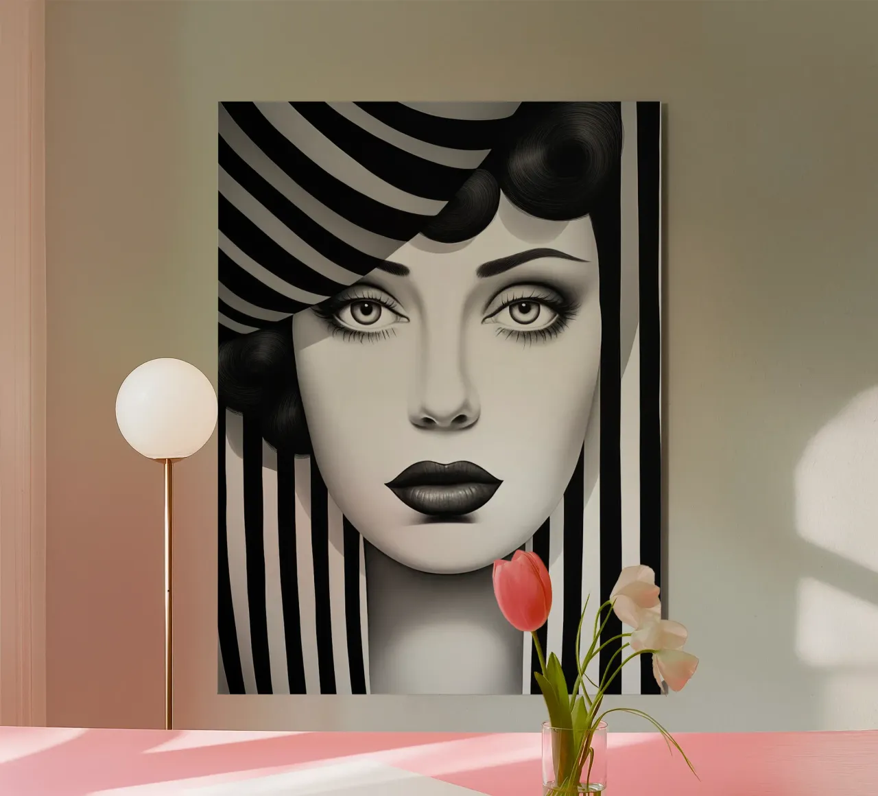 Volto astratto in bianco e nero alluminio dibond da Imagine