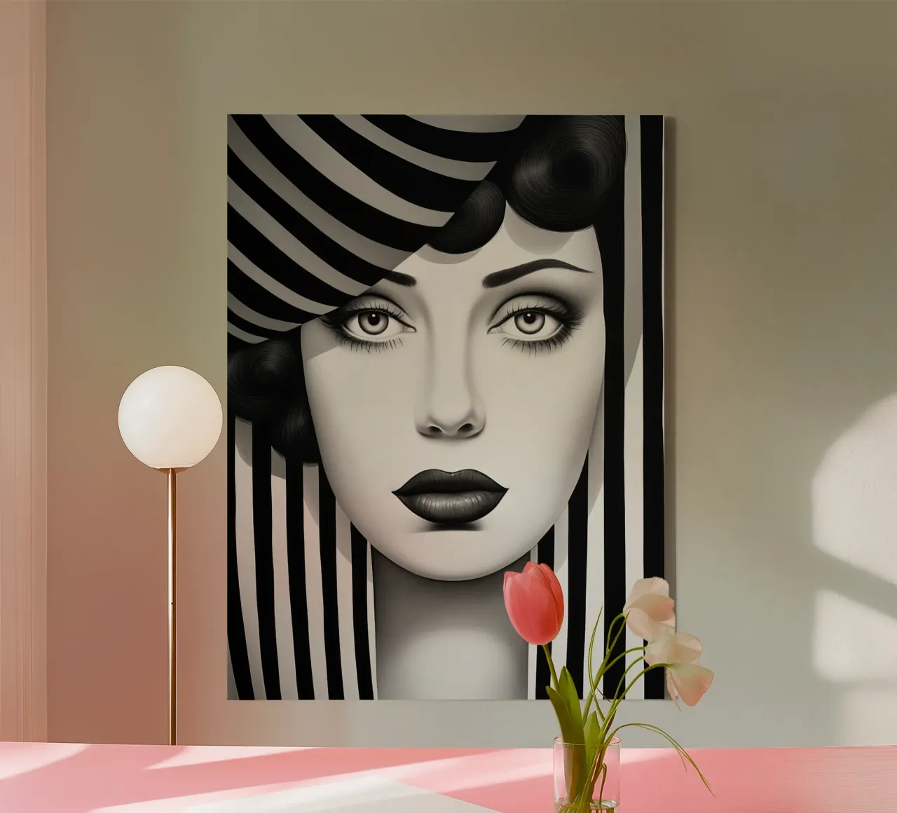 Abstract gezicht in zwart-wit canvas van Imagine