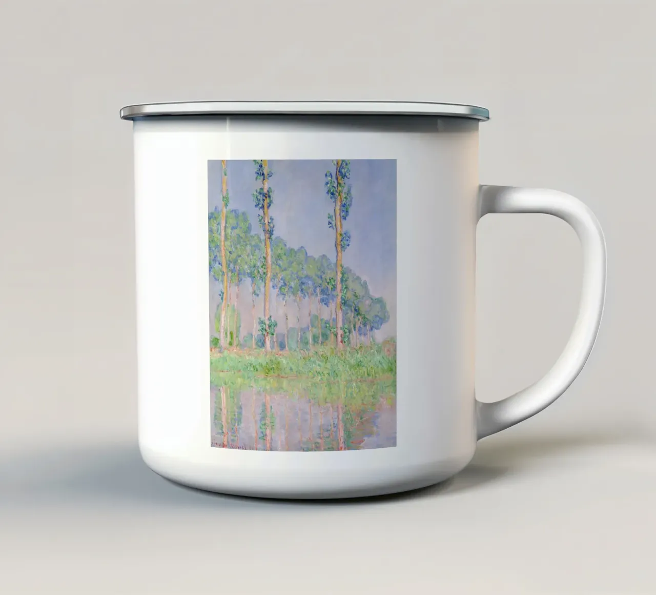 Claude Monet - Pioppi, effetto rosa (1891) tazza in smalto da Monet Art Prints