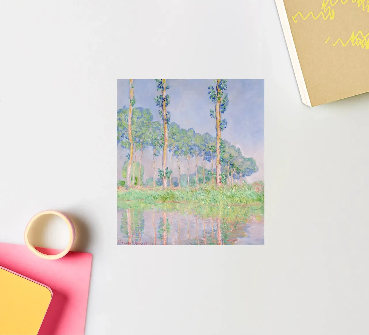 Claude Monet – Poplars, Pink Effect (1891) sticker by Monet Art Prints