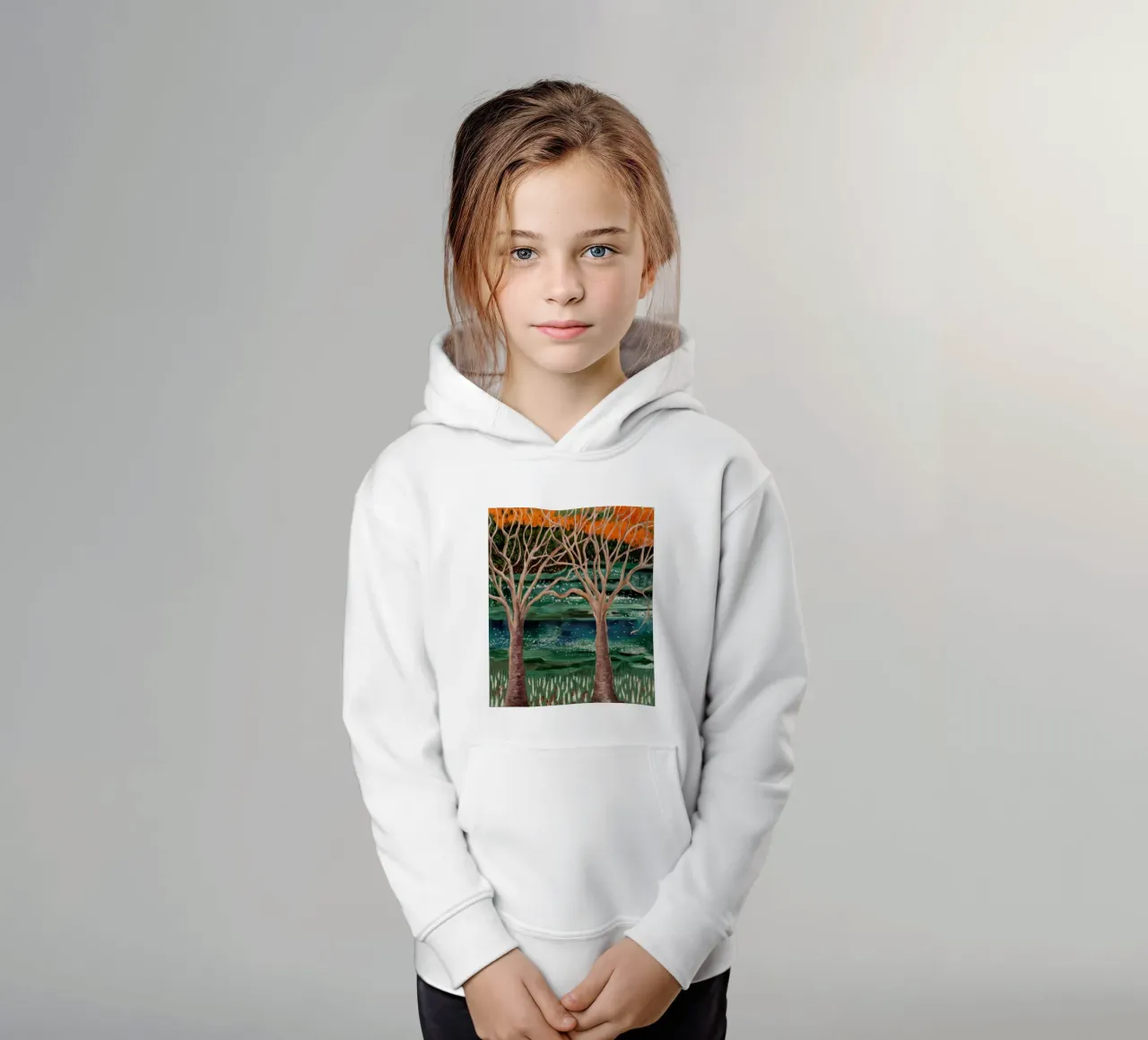 Twilight Root Twins kids hoodie by Obisidian Brush