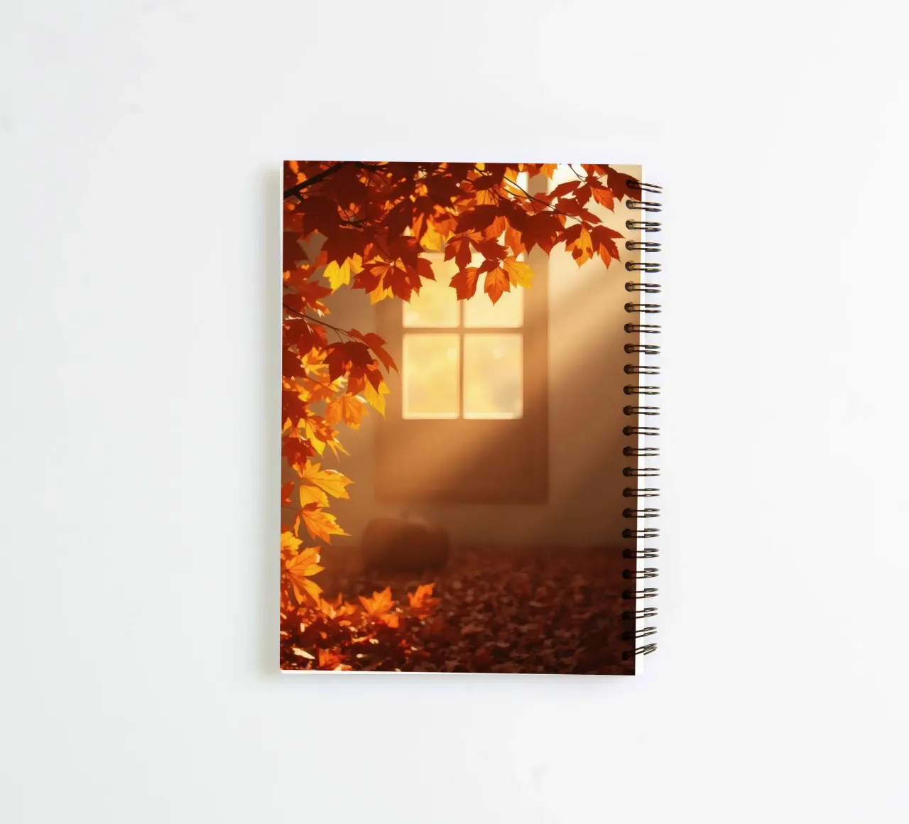 Bright sunlight filters through a window spiral notebook by DesignDoodle