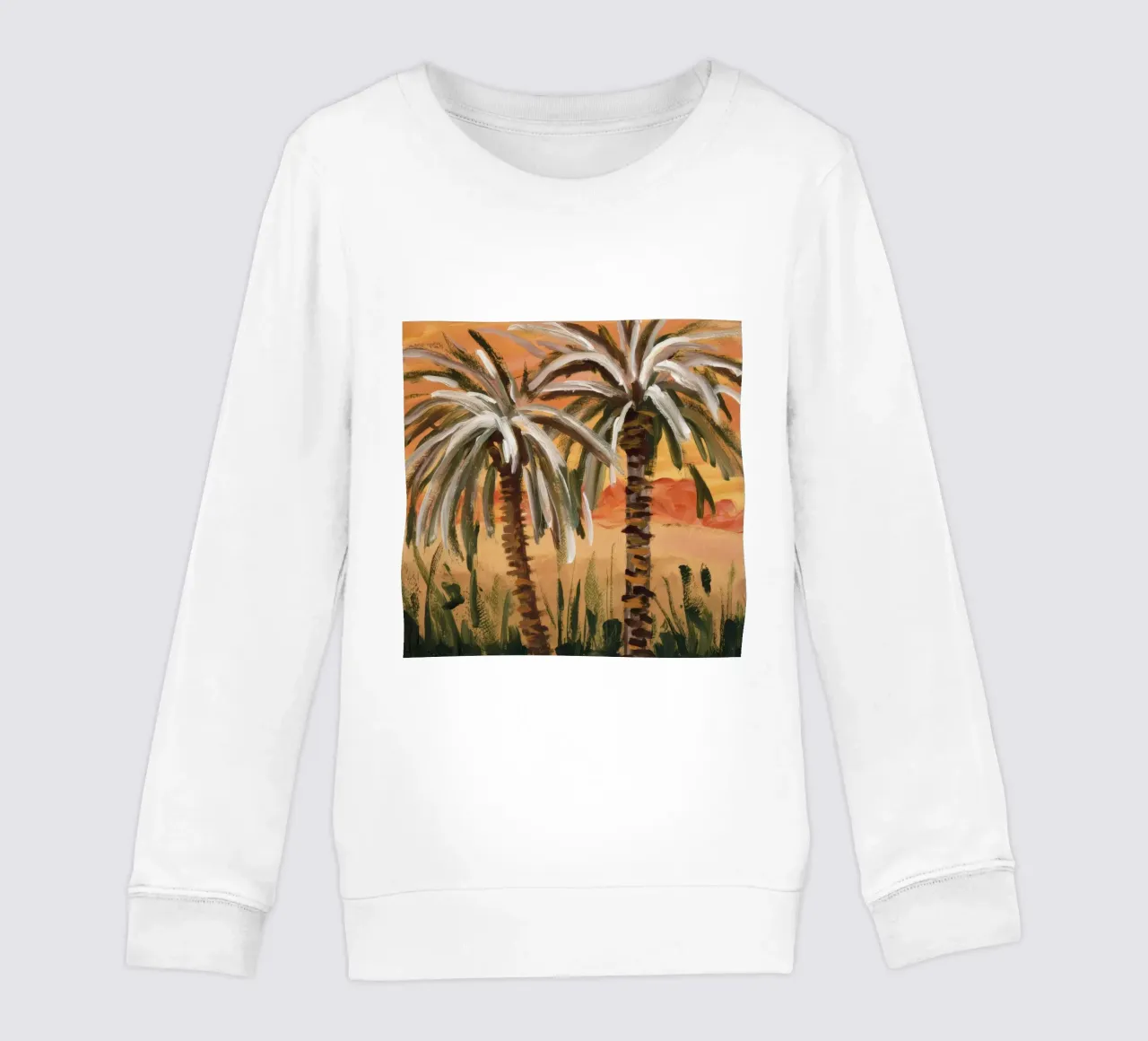 Palma del deserto al tramonto felpa bambino da Obisidian Brush