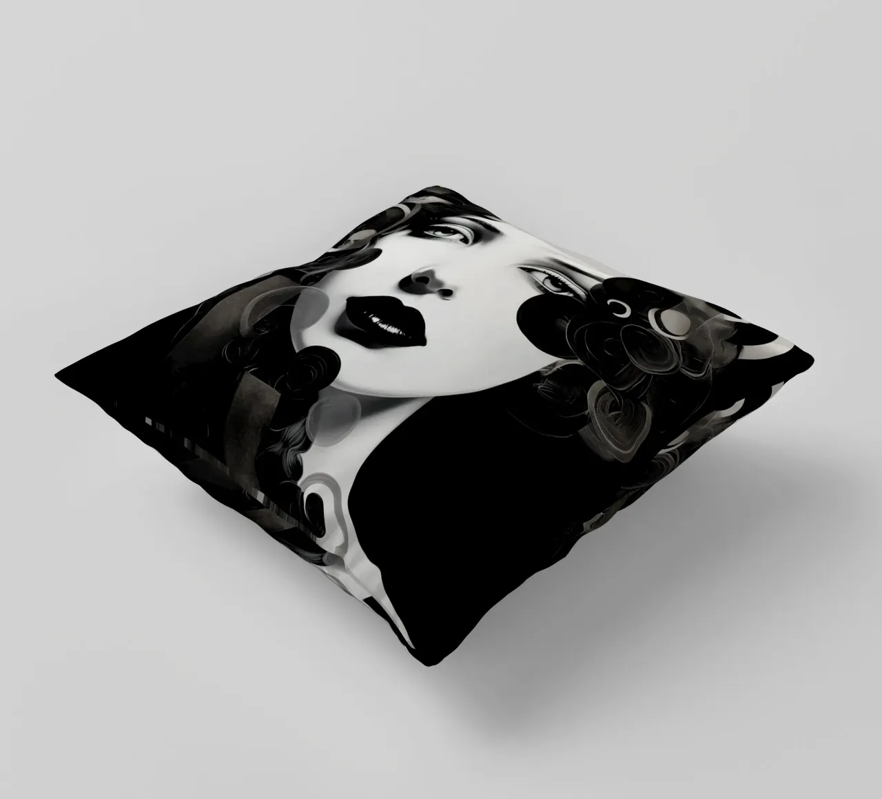 Volto astratto in bianco e nero cuscino da Imagine