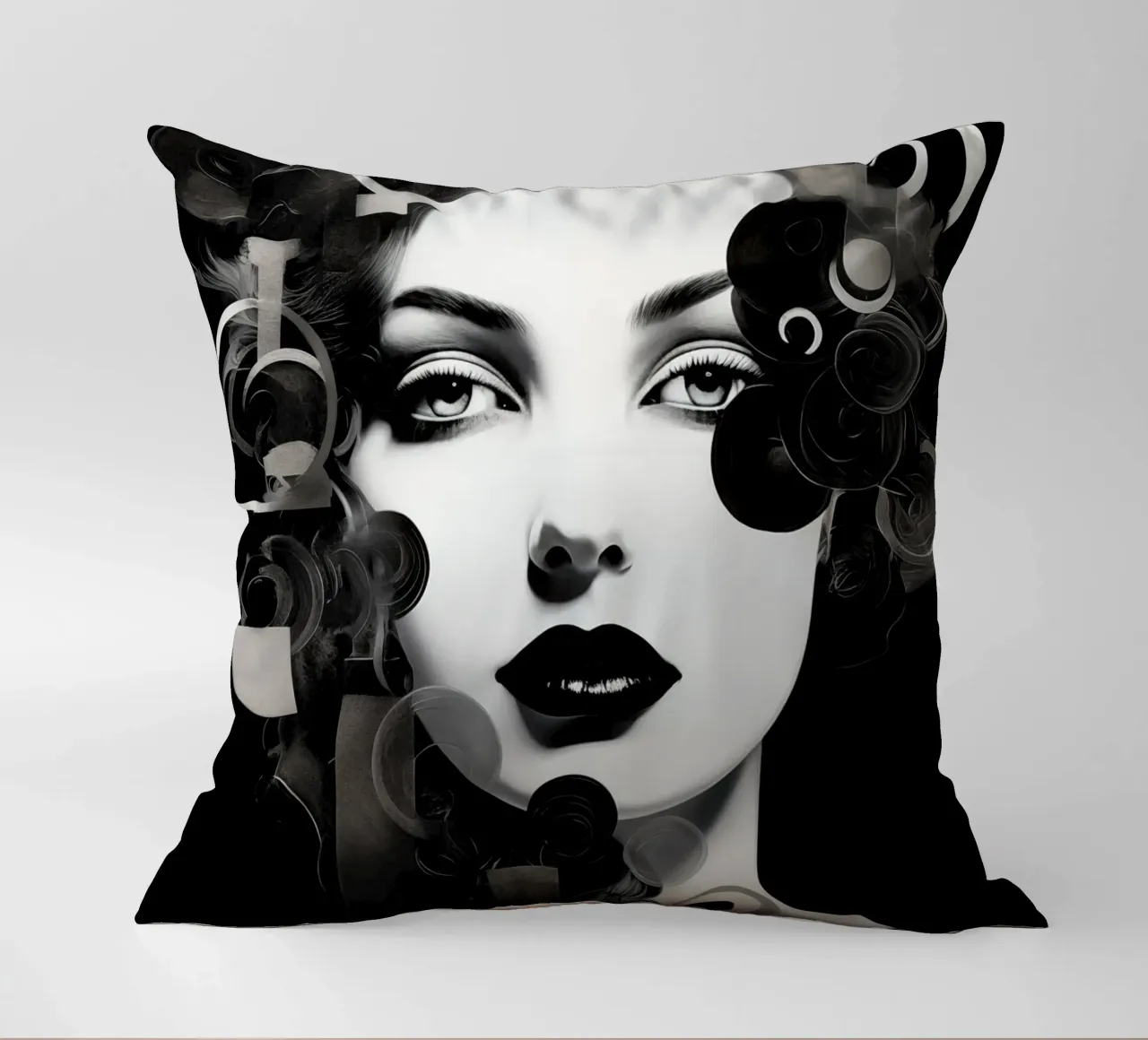 Volto astratto in bianco e nero cuscino da Imagine