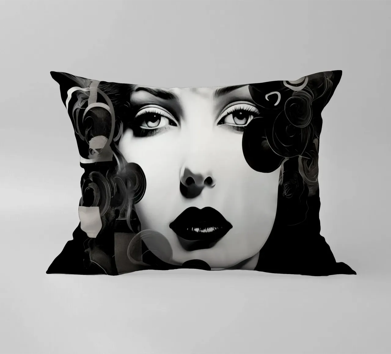 Volto astratto in bianco e nero cuscino da Imagine