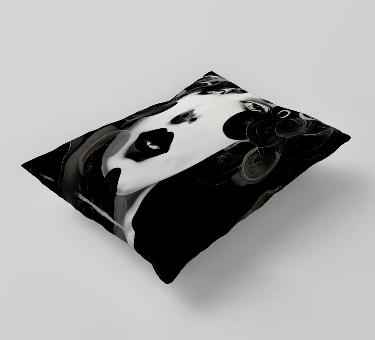 Volto astratto in bianco e nero cuscino da Imagine