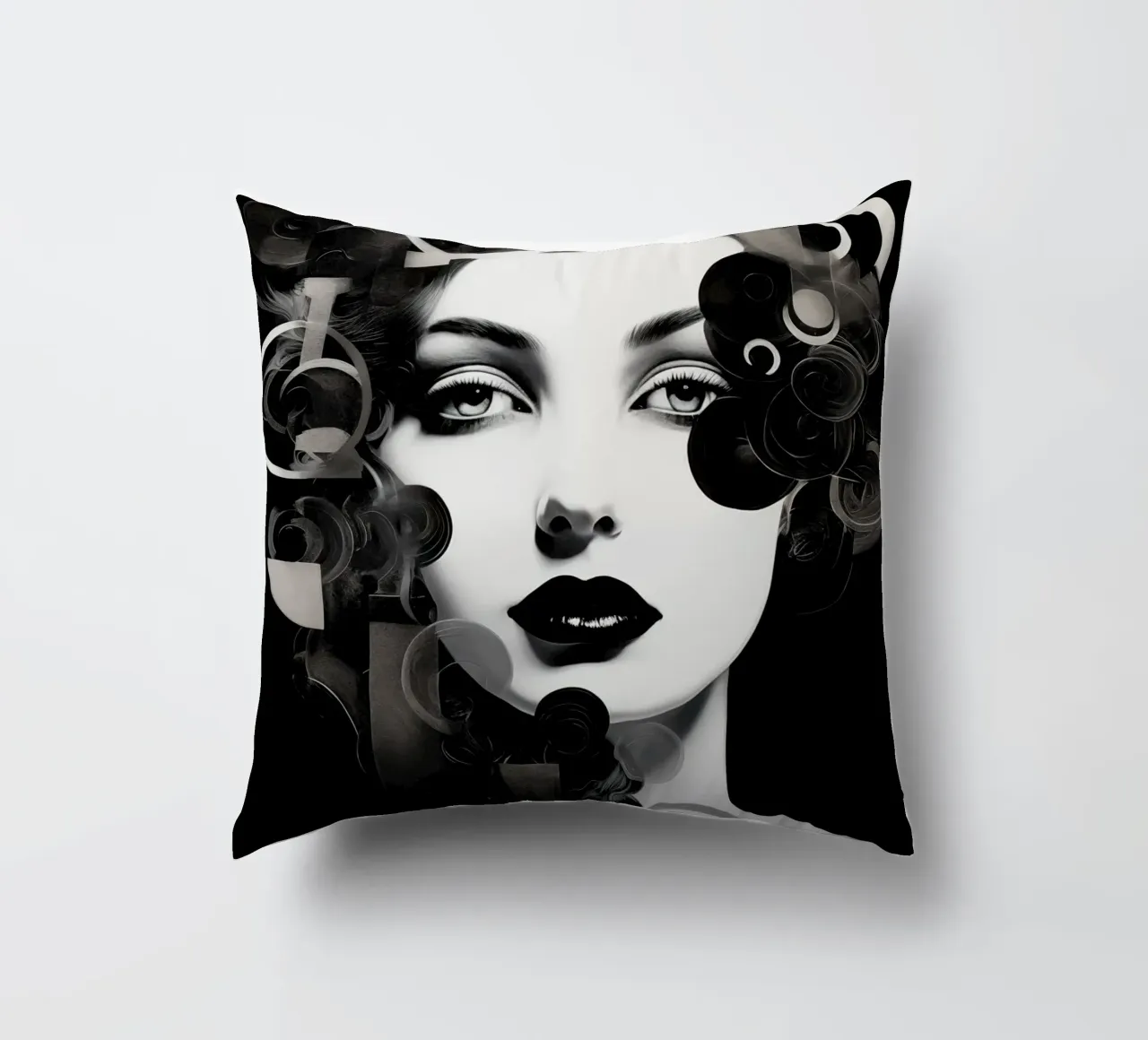 Volto astratto in bianco e nero cuscino da Imagine