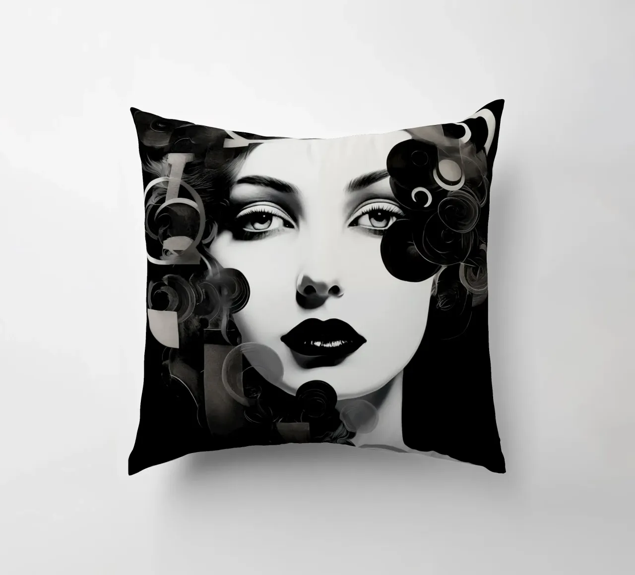 Volto astratto in bianco e nero cuscino da Imagine