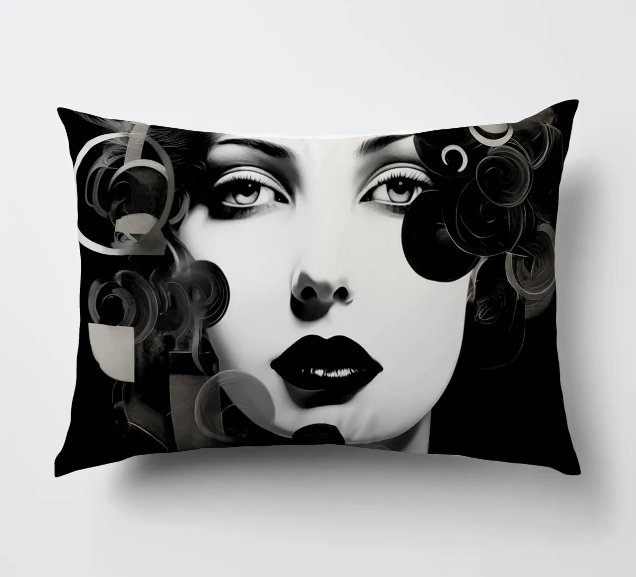 Volto astratto in bianco e nero cuscino da Imagine