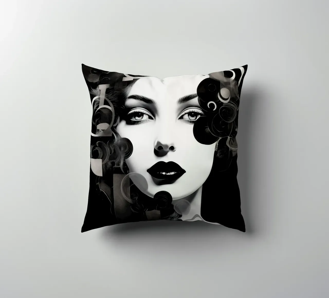 Volto astratto in bianco e nero cuscino da Imagine