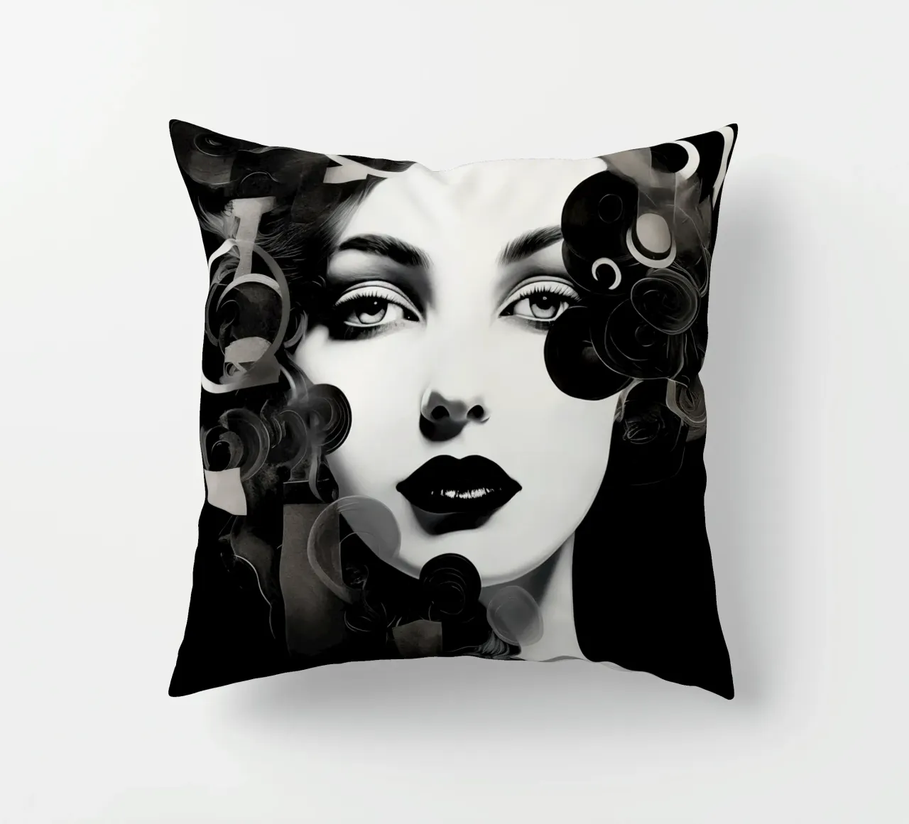 Volto astratto in bianco e nero cuscino da Imagine