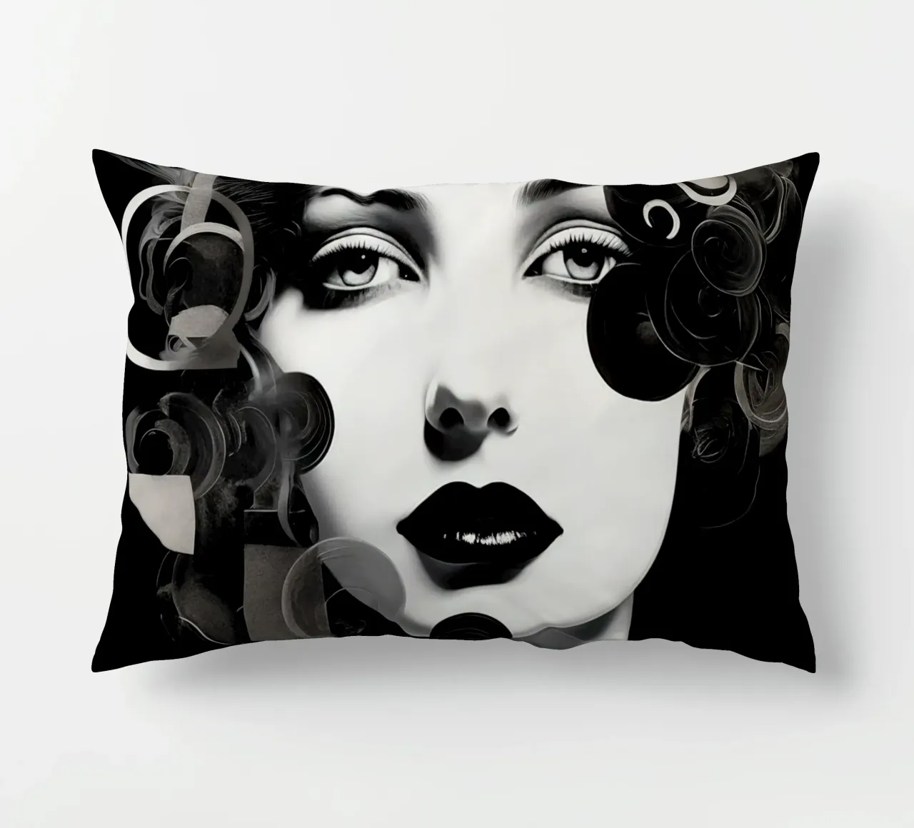Volto astratto in bianco e nero cuscino da Imagine