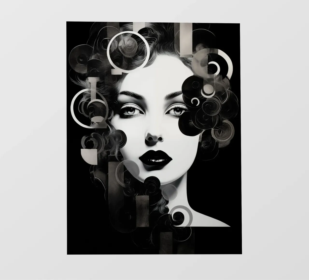 Volto astratto in bianco e nero telo in pvc da Imagine