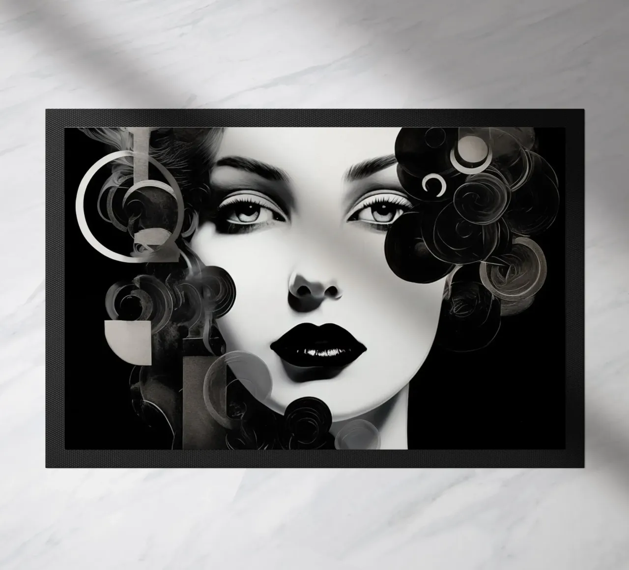 Volto astratto in bianco e nero zerbino da Imagine