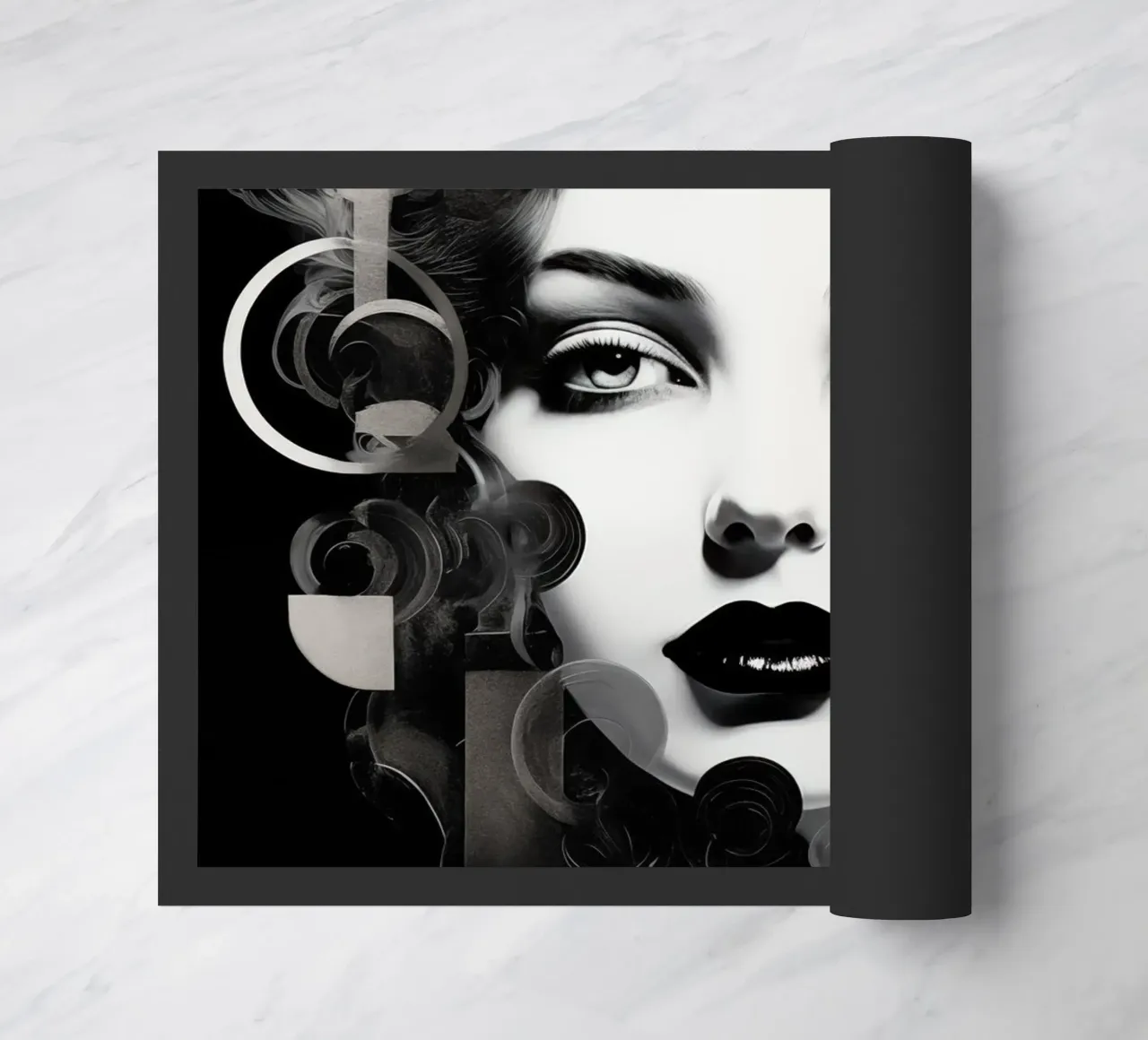 Volto astratto in bianco e nero zerbino da Imagine