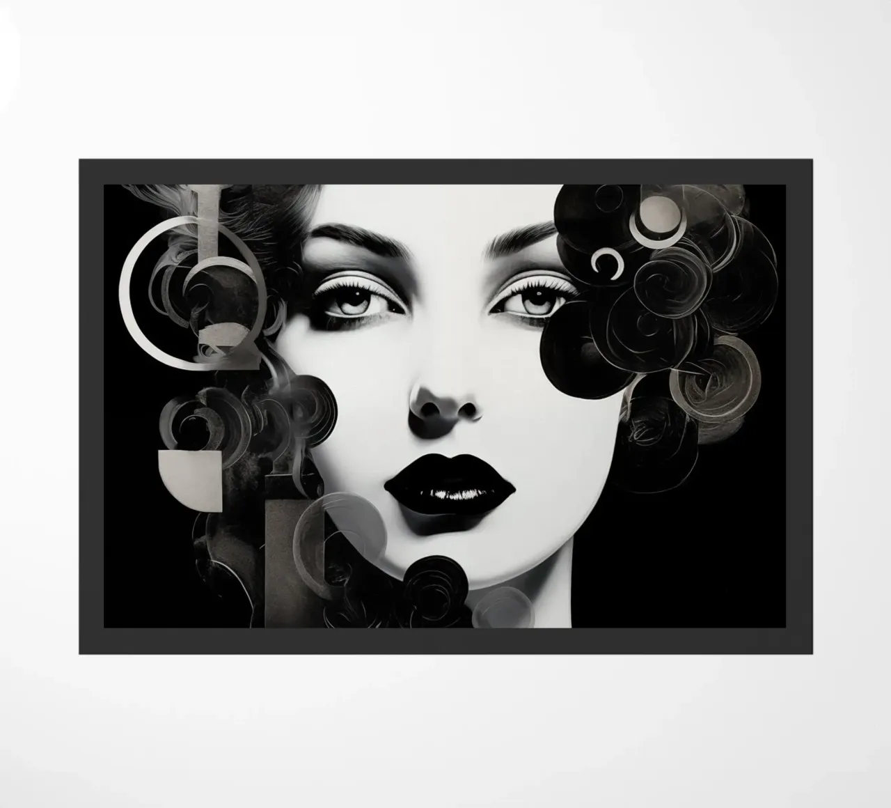 Volto astratto in bianco e nero zerbino da Imagine