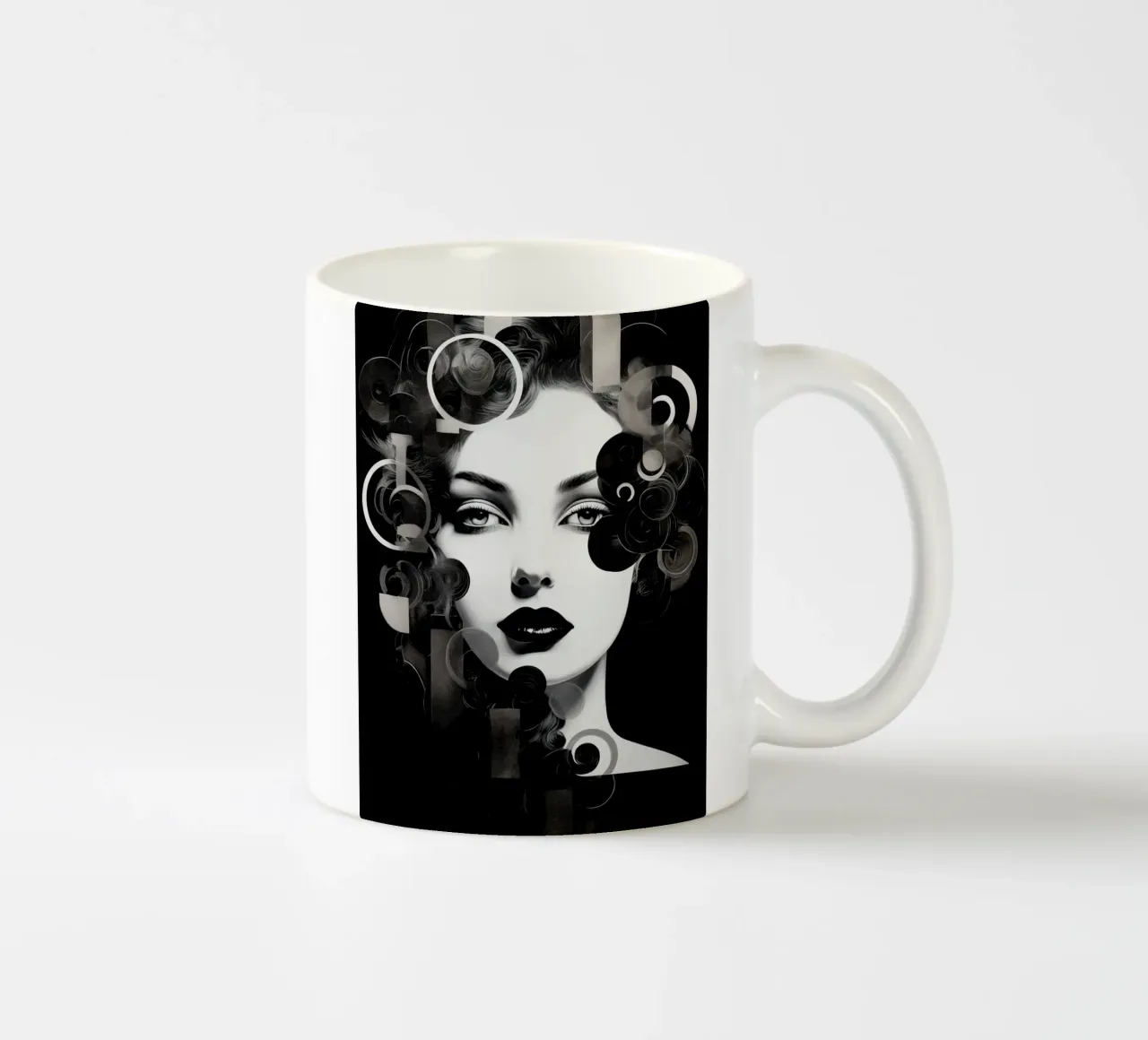 Volto astratto in bianco e nero tazza in ceramica da Imagine