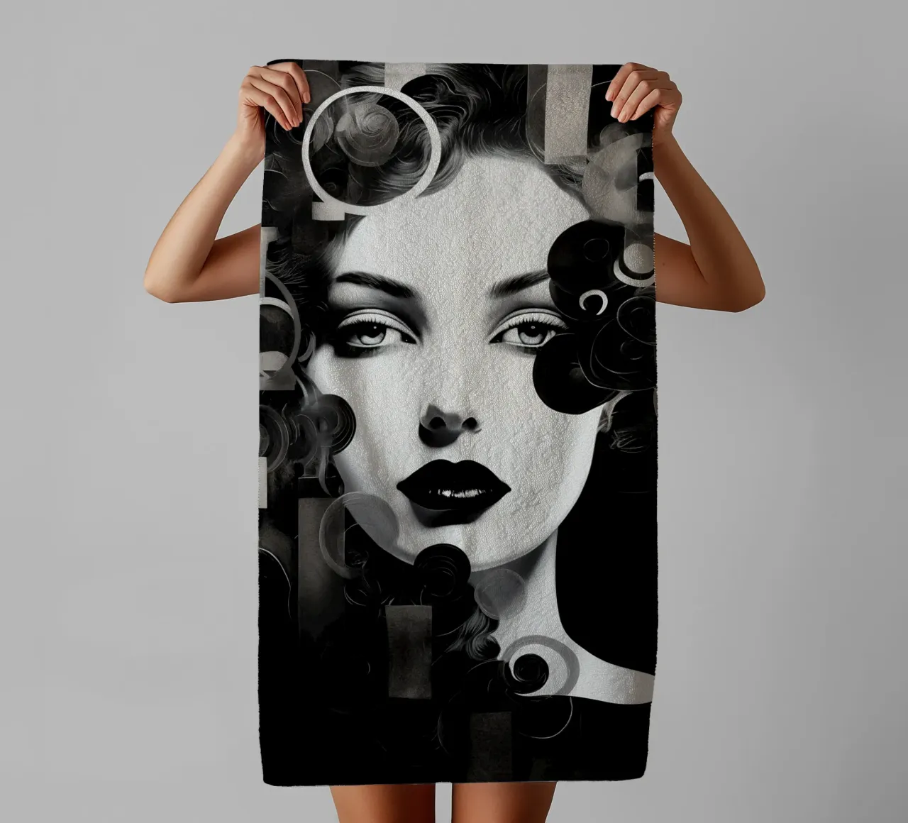 Volto astratto in bianco e nero asciugamano da bagno da Imagine