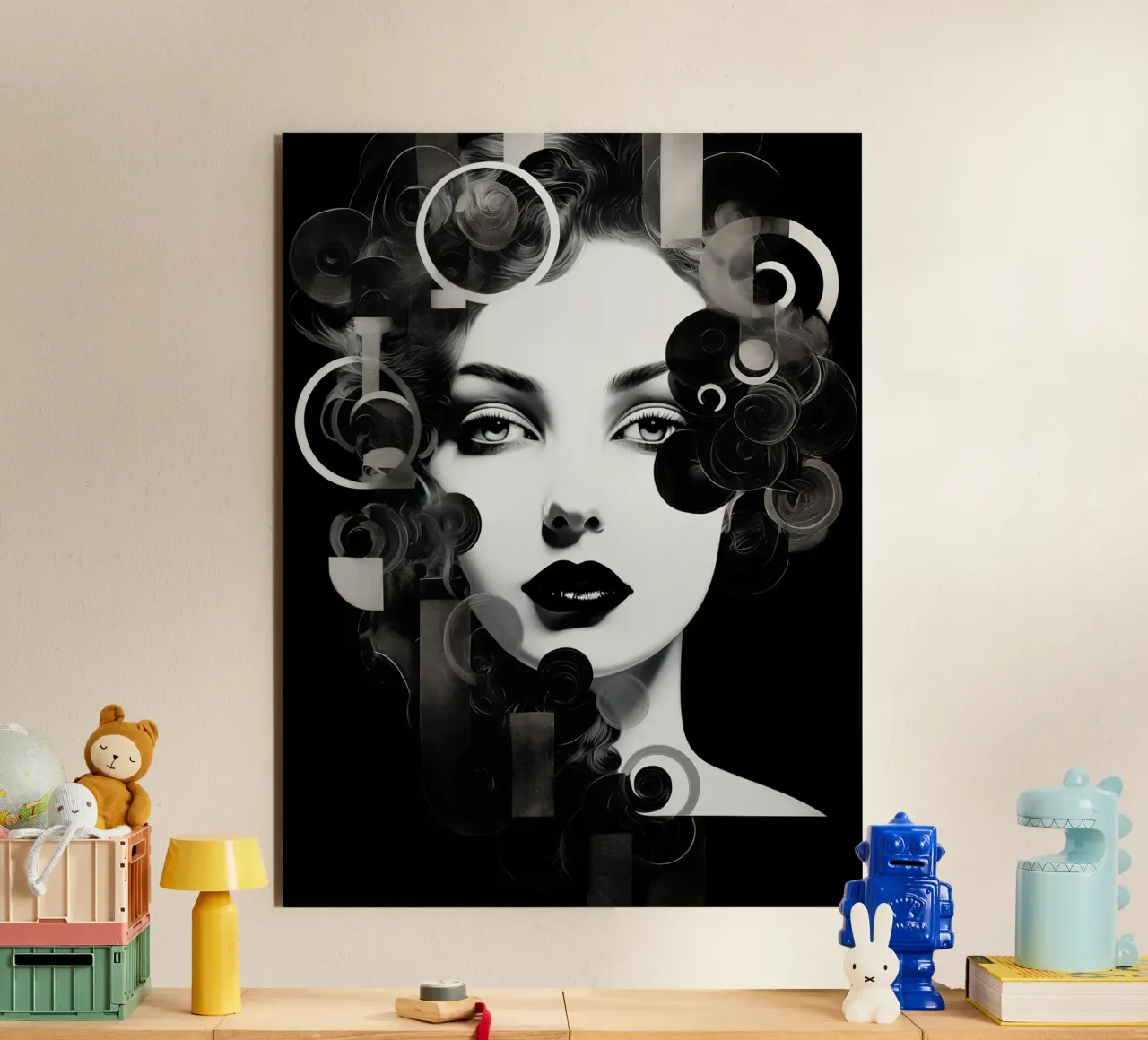 Volto astratto in bianco e nero alluminio dibond da Imagine