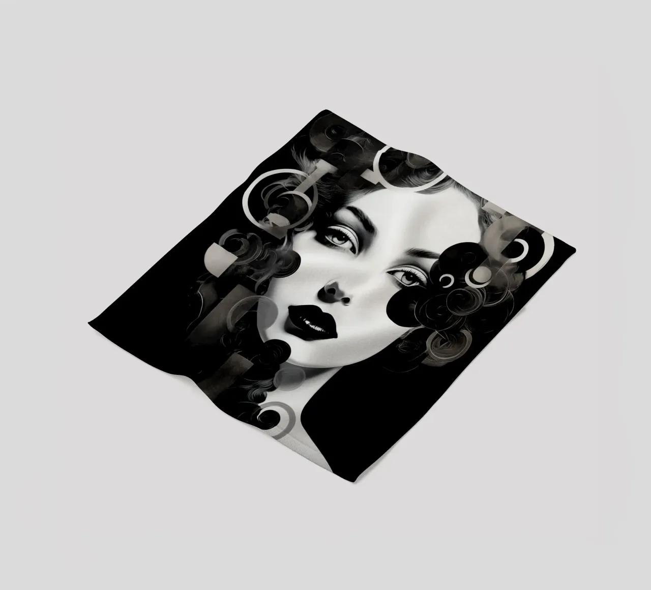 Volto astratto in bianco e nero coperta in pile da Imagine