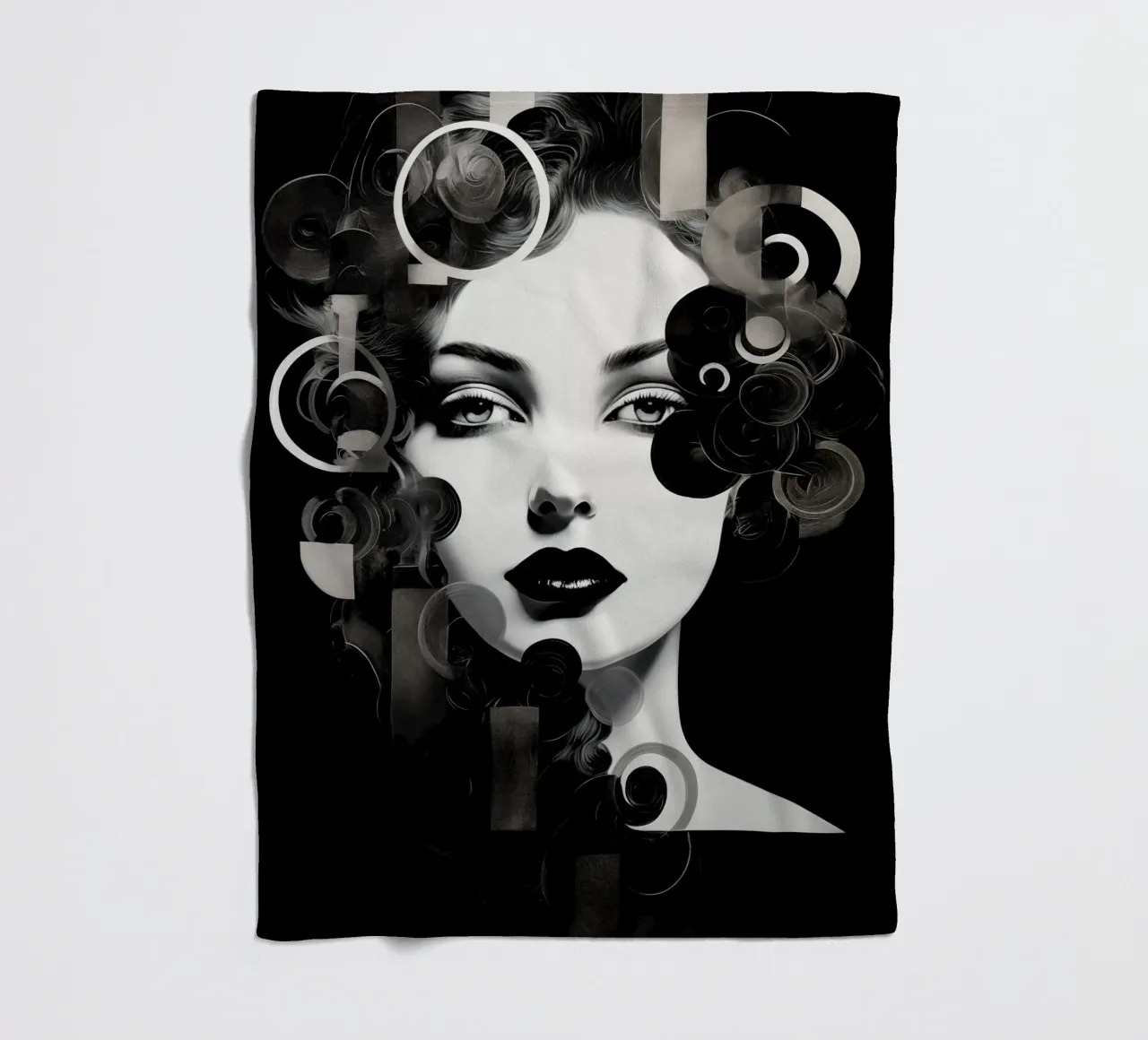 Volto astratto in bianco e nero coperta in pile da Imagine