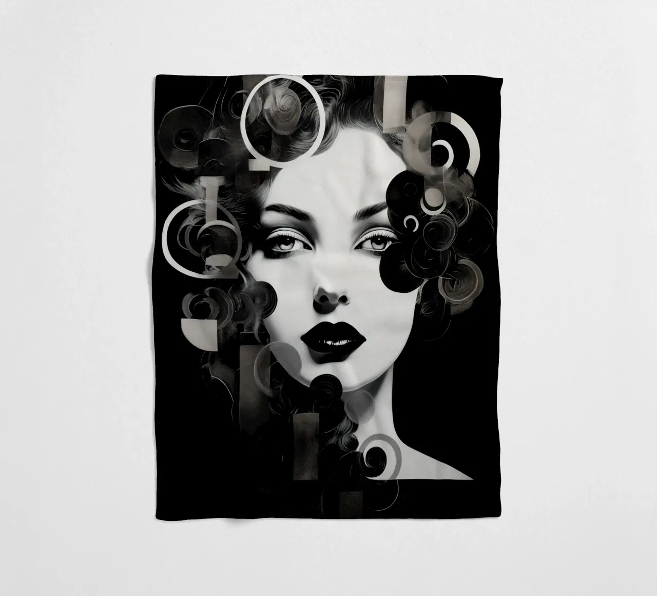 Volto astratto in bianco e nero coperta in pile da Imagine