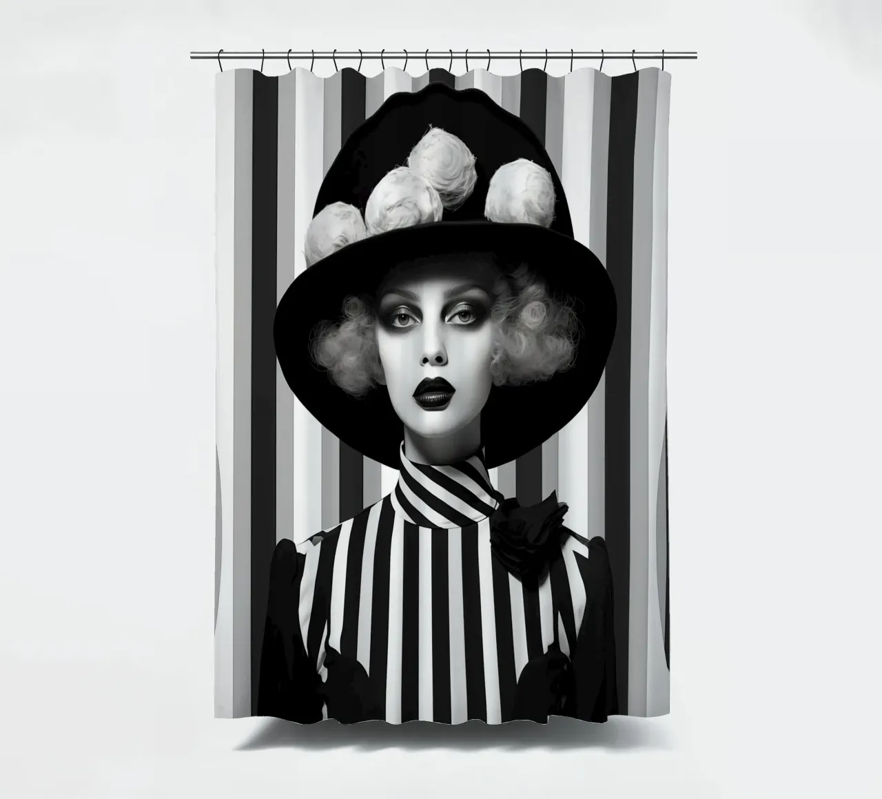 Woman with big hat shower curtain by Imagine