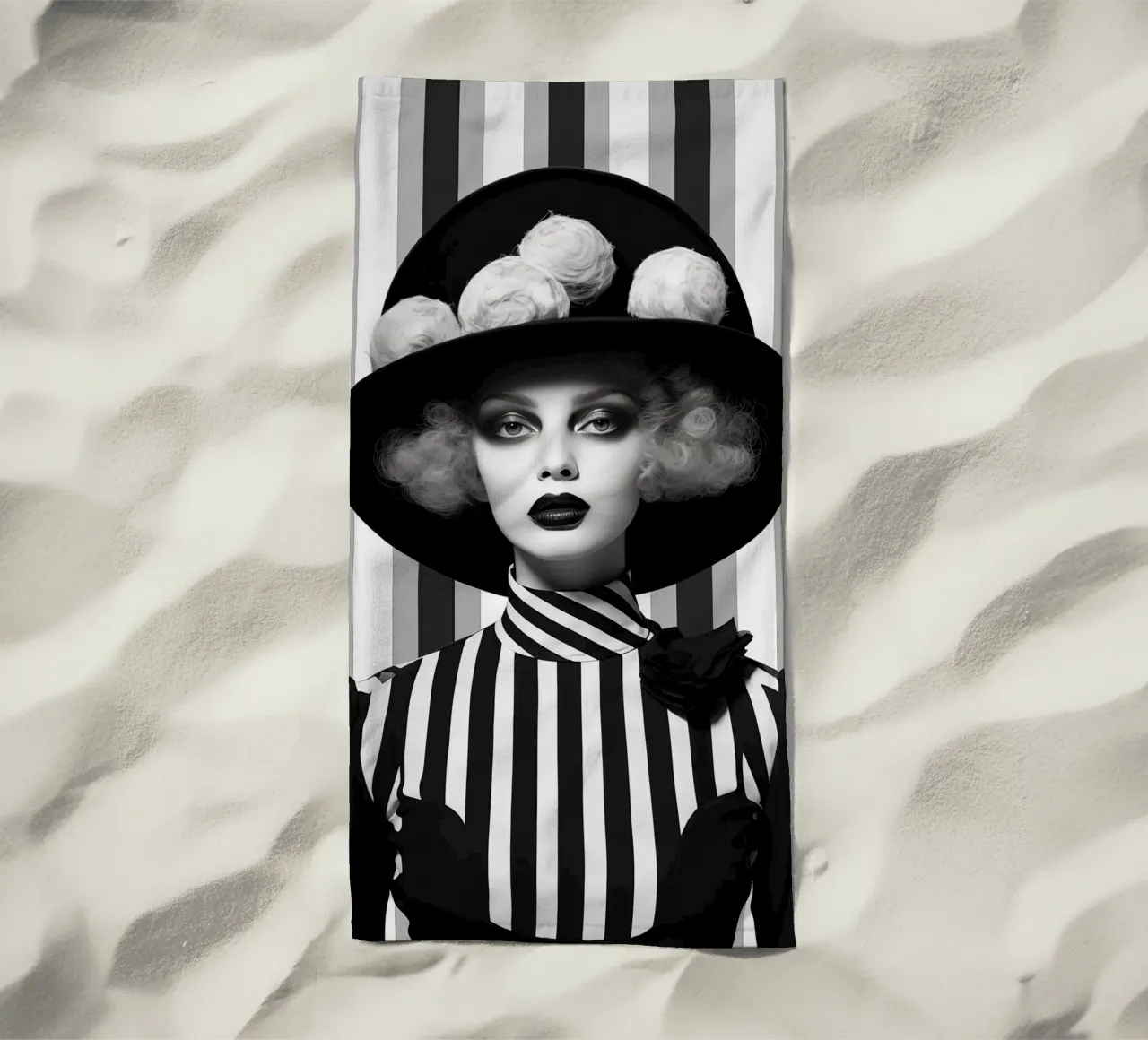 Donna con grande cappello telo mare da Imagine