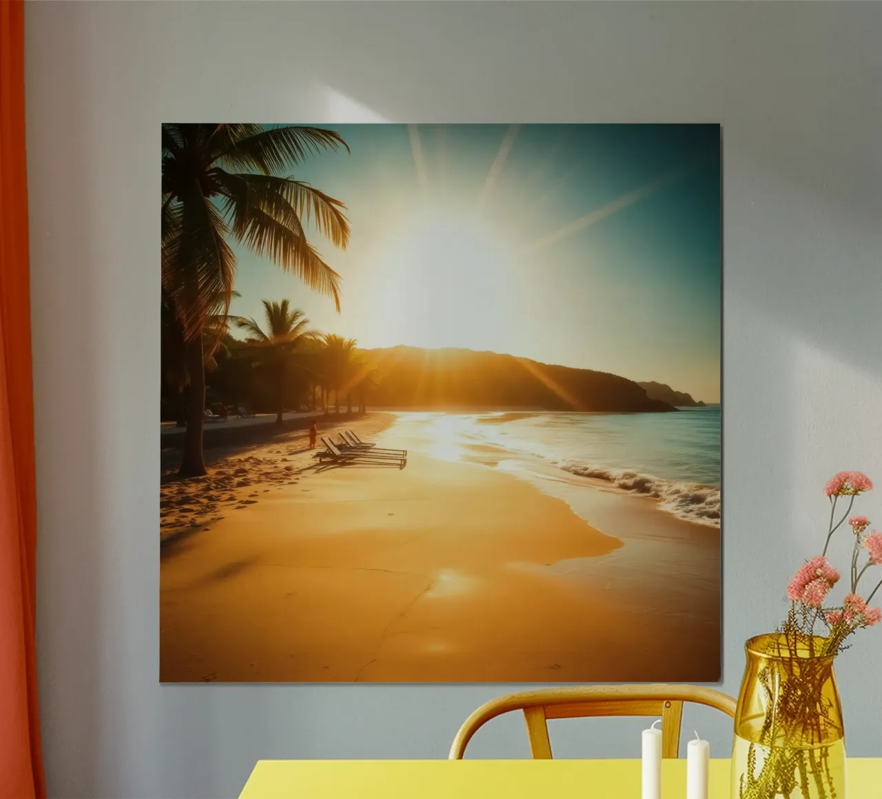 Alba dorata su una tranquilla spiaggia di palme carta hahnemühle da DesignDoodle