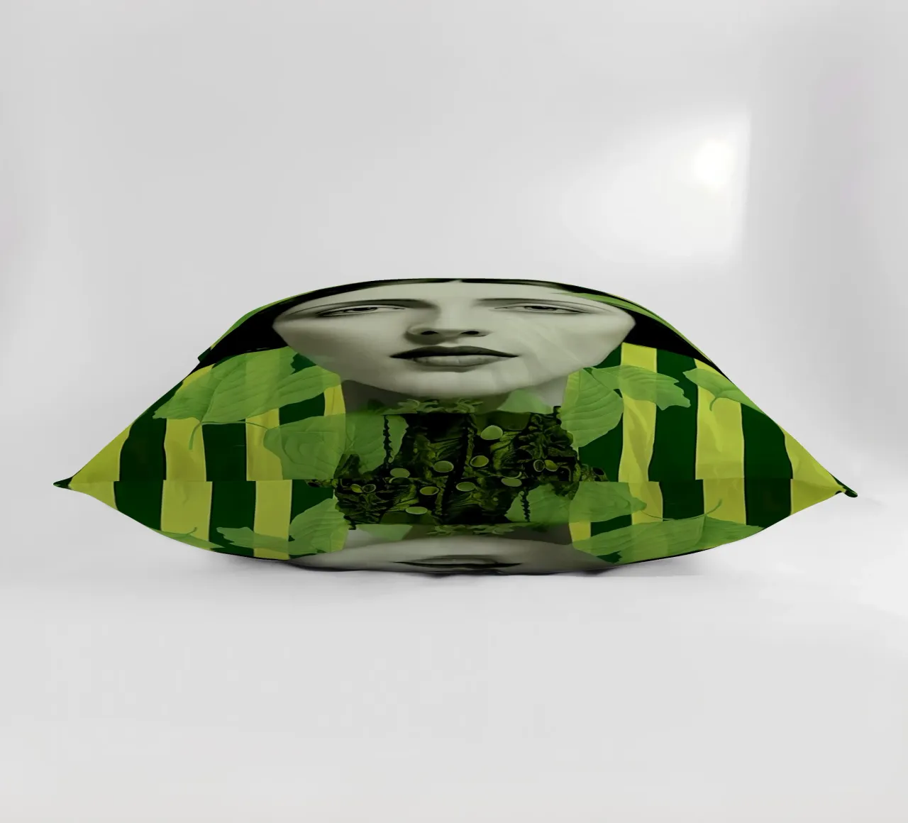 Face green decorative cushion by Imagine