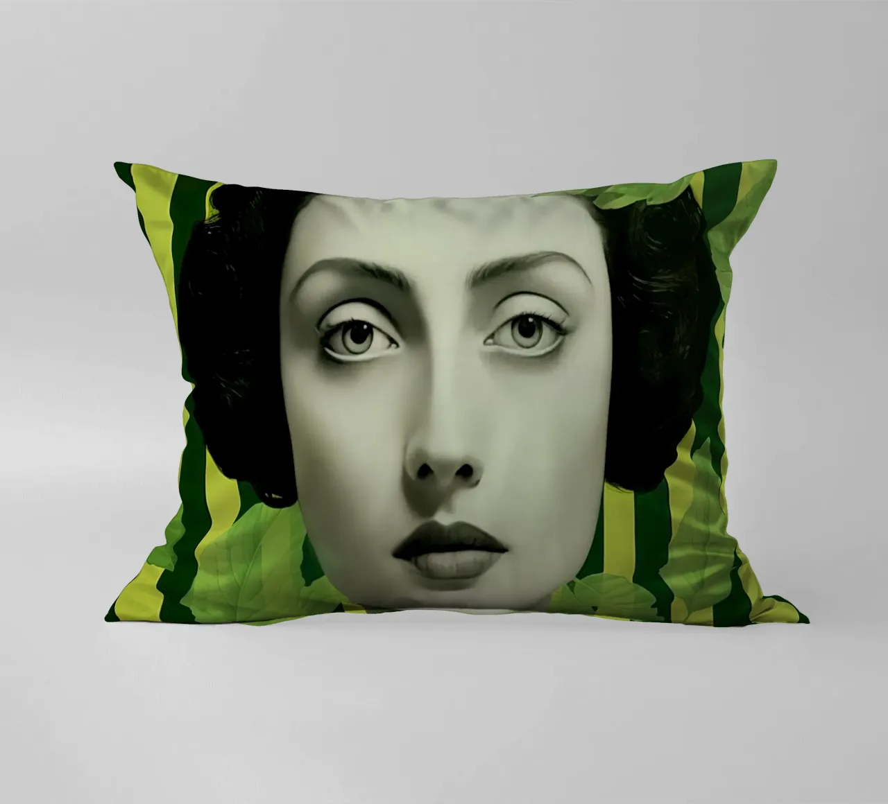 Face green decorative cushion by Imagine