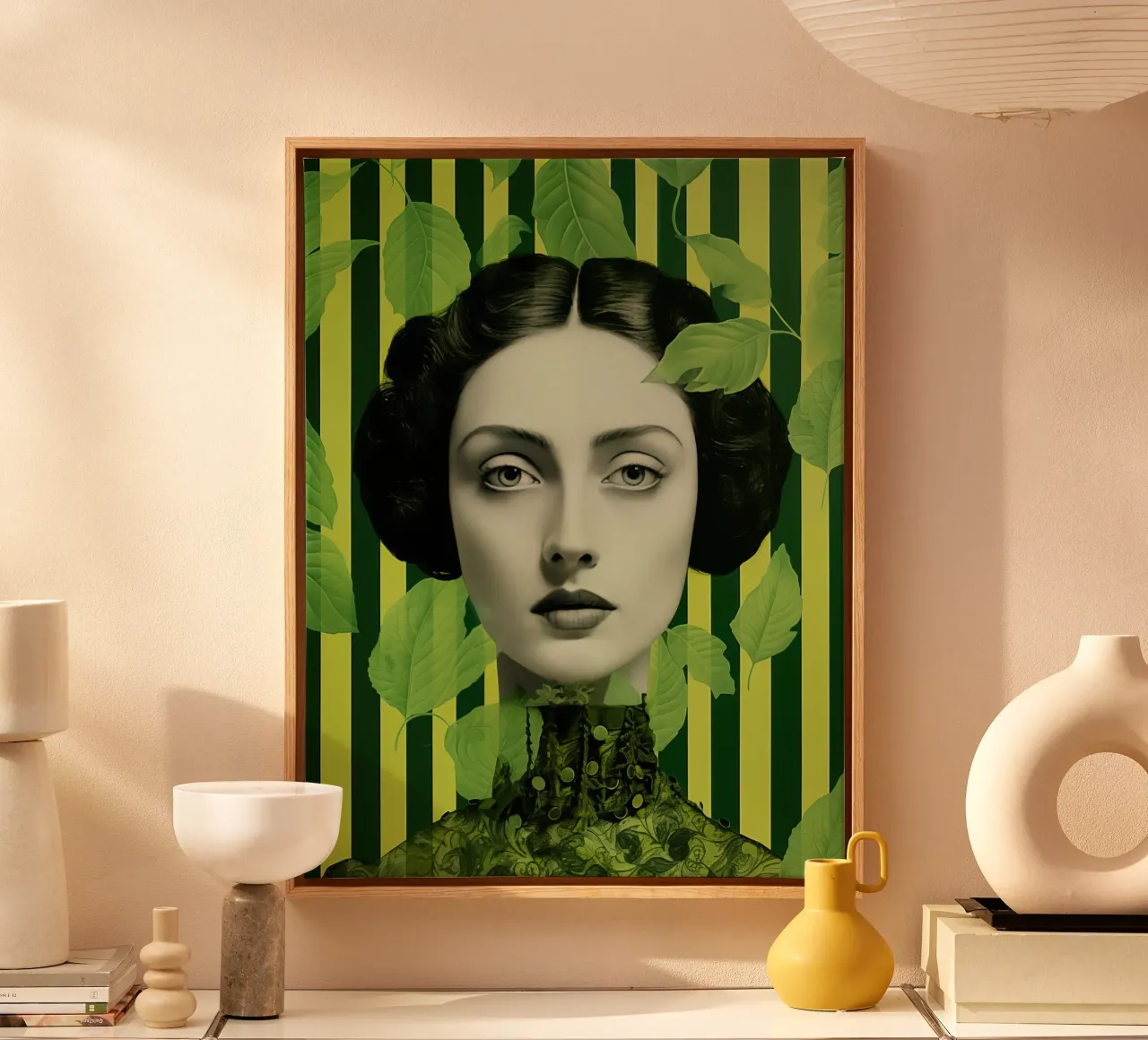 Gezicht groen canvas met Baklijst van Imagine